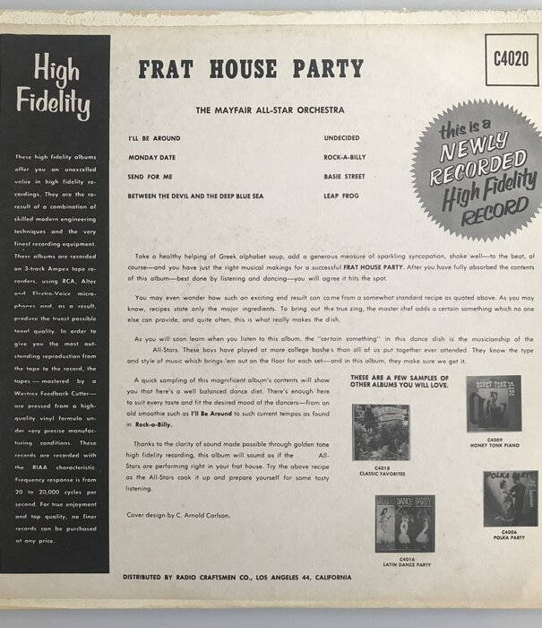 Mayfair All-Star Orchestra - Frat House Party - Vinyl LP (USED)