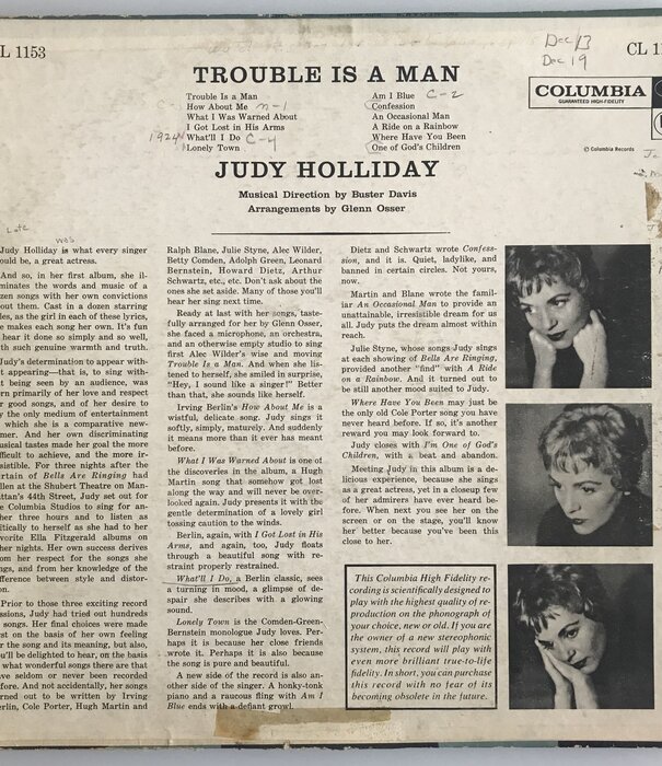 Judy Holliday - Trouble Is A Man - Vinyl LP (USED)