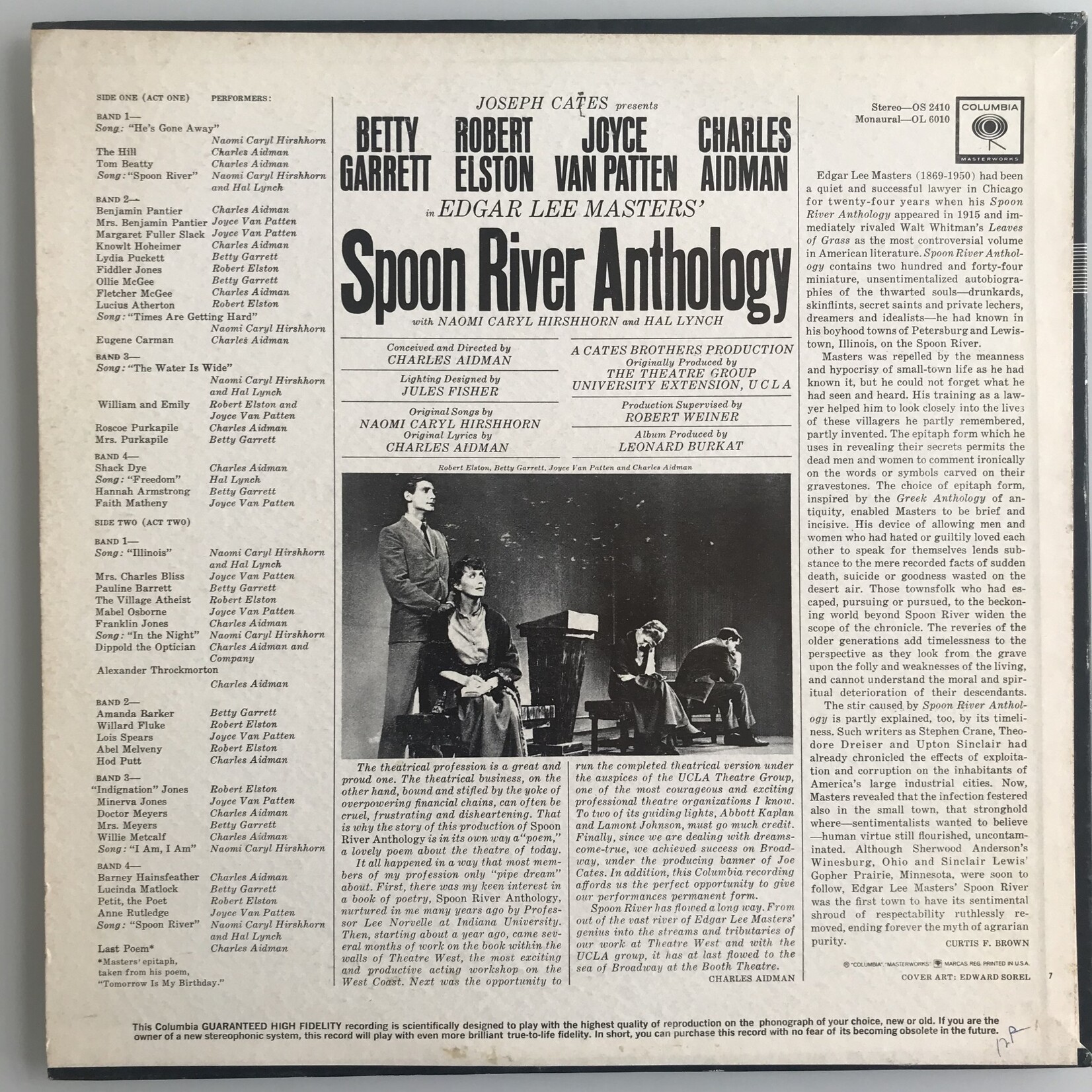 Edgar Lee Masters - Spoon River Anthology Original Broadway Cast - Vinyl LP (USED)