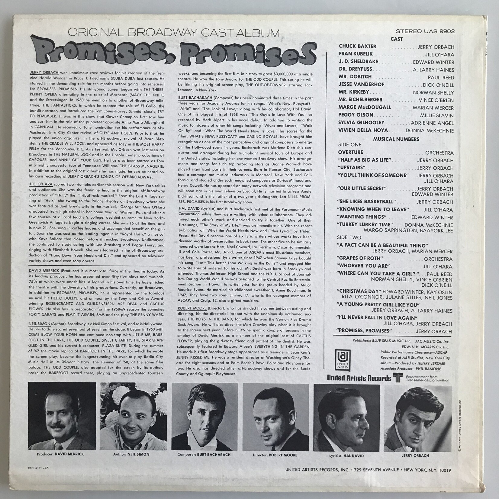 Burt Bacharach, Hal David - Promises, Promises Original Broadway Cast Album - Vinyl LP (USED)