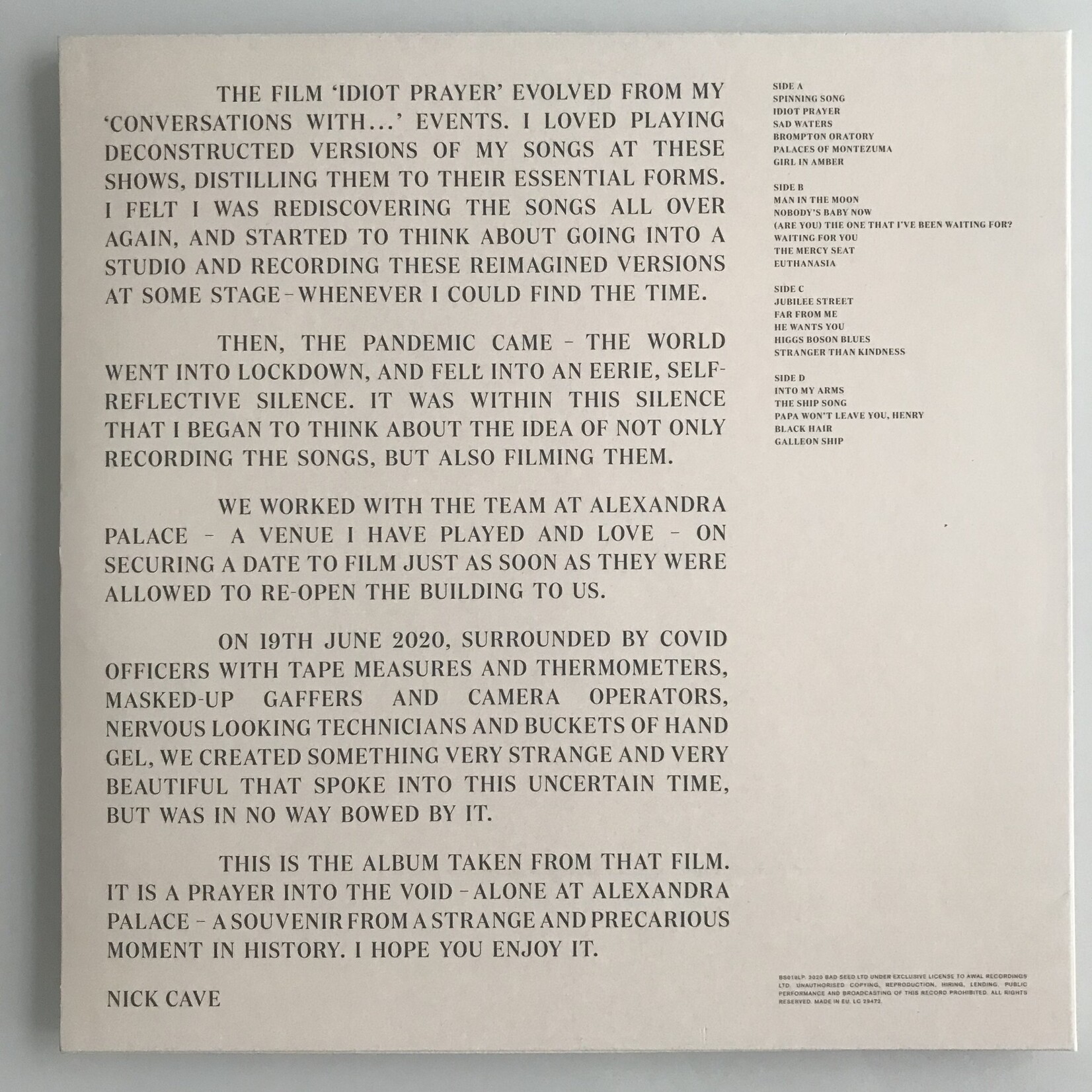 Nick Cave - Idiot Prayer - Vinyl LP (USED)