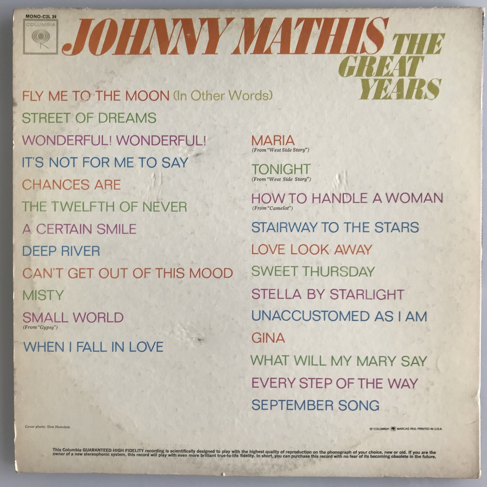 Johnny Mathis - The Great Years - Vinyl LP (USED)