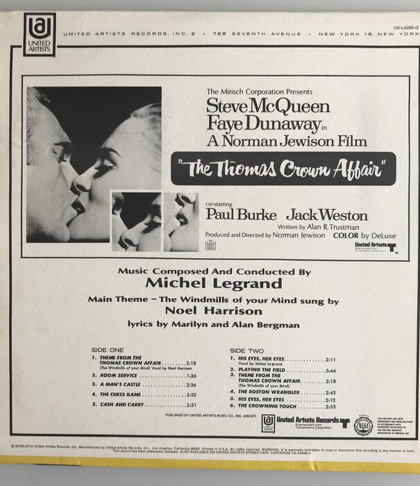 Michel Legrand - The Thomas Crown Affair Original Soundtrack - Vinyl LP (USED)