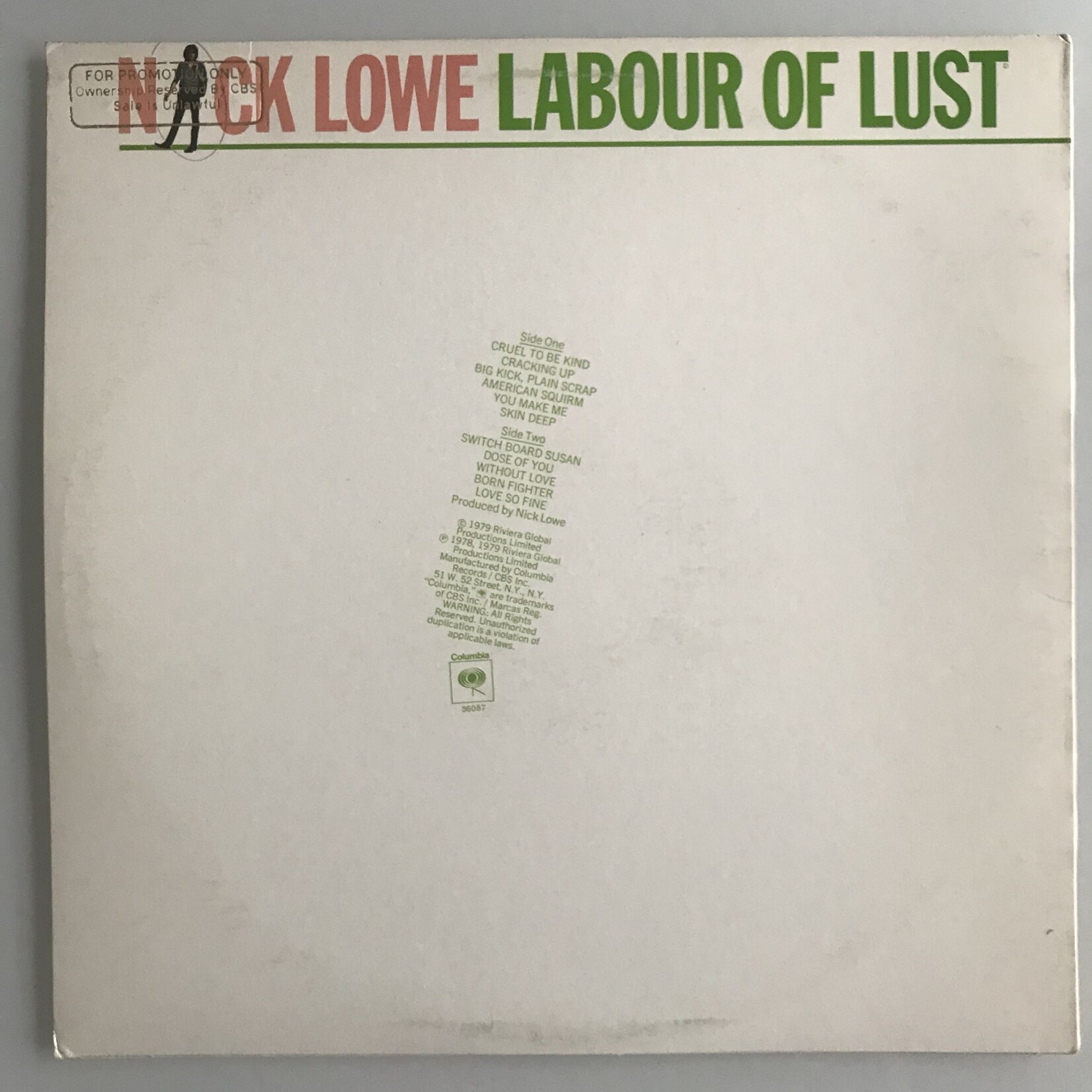Nick Lowe - Labour of Love (Promo) - Vinyl LP (USED)