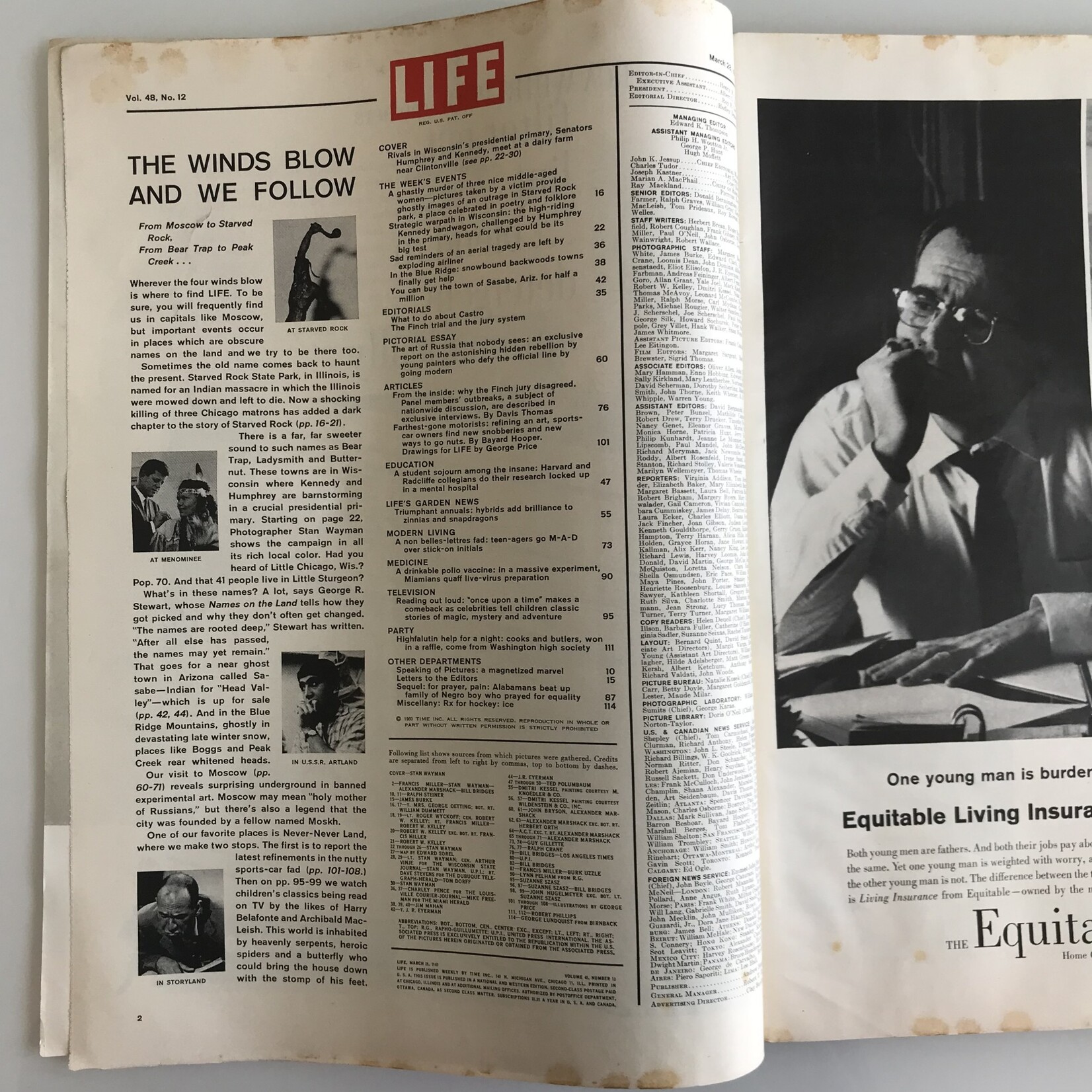 LIFE - 1960-03-28, John F. Kennedy, Hubert Humphrey - Magazine (USED)