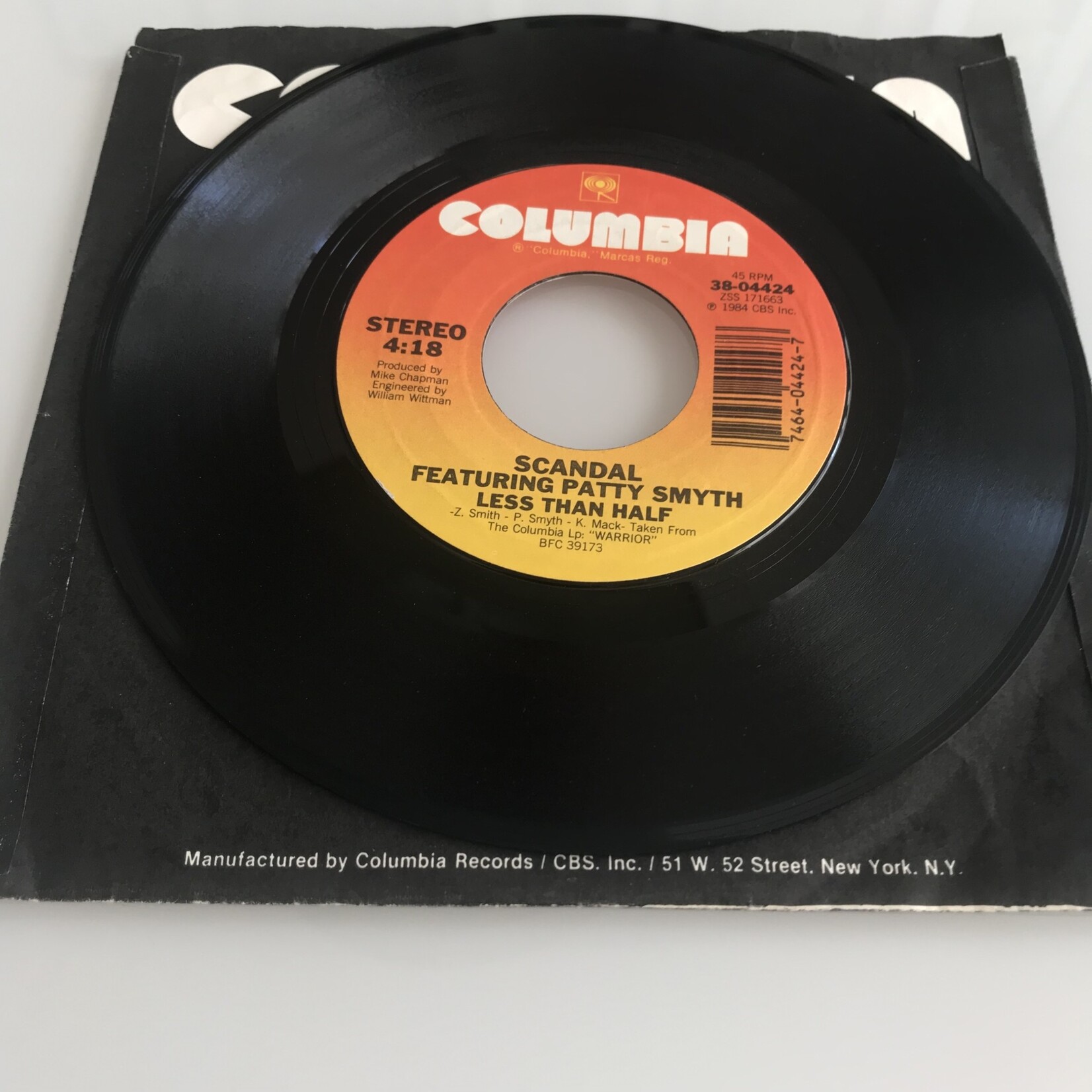 Scandal, Patty Smyth - The Warrior / Less Than Half - Vinyl 45 (USED)
