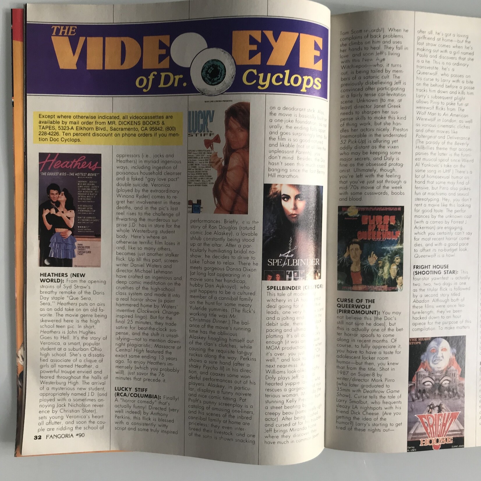 Fangoria - 1990-02 #90, Clive Barker’s Nightbreed, Frankenhooker, Freddy & Elm Street - Magazine (USED - VG)