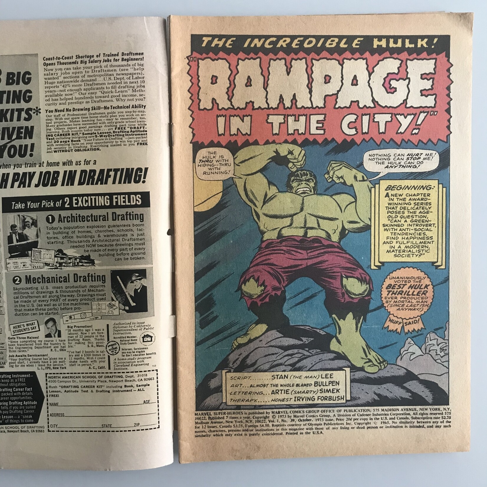 Marvel Super-Heroes (Hulk & Sub-Mariner) - #39 October 1973 - Comic Book