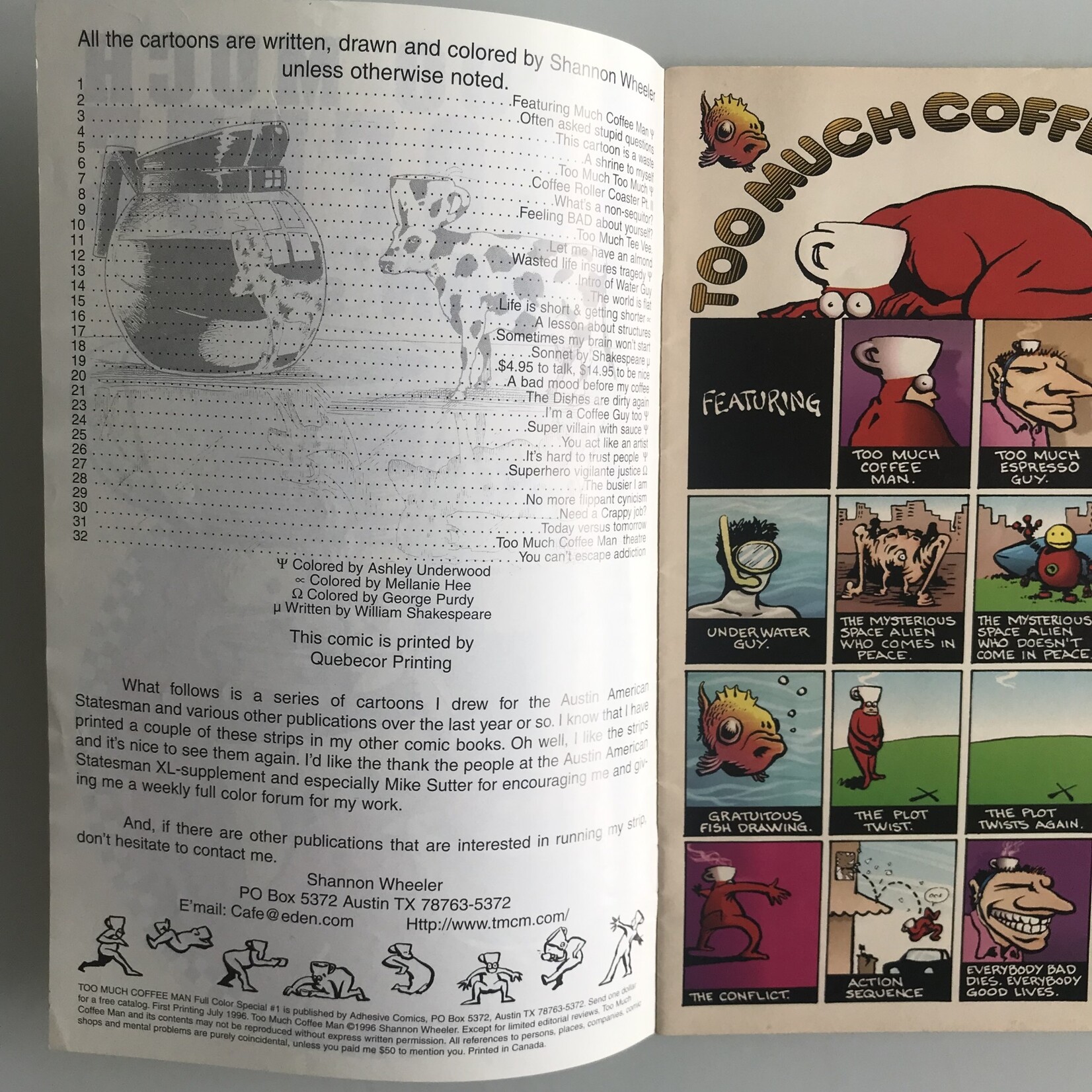 Too Much Coffee Man’s Full Color Special - Vol. 1 #1  July 1996 - Comic Book
