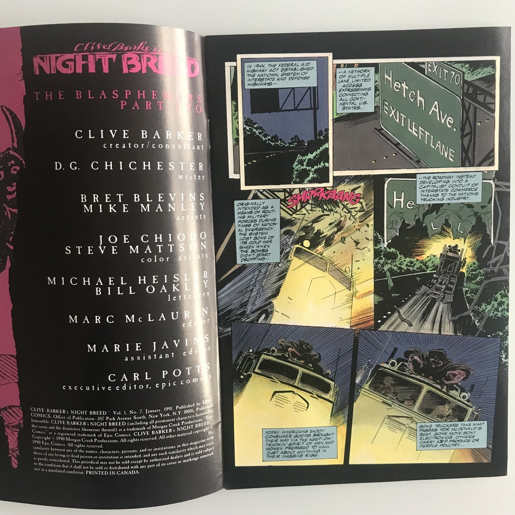 Clive Barker’s Night Breed - Vol. 1 #07 January 1991 - Comic Book