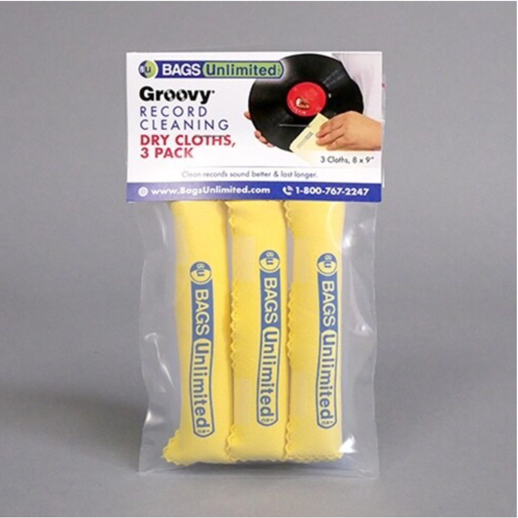 Groovy Record Cleaning Cloth 3 Pk - Microfiber (Yellow)