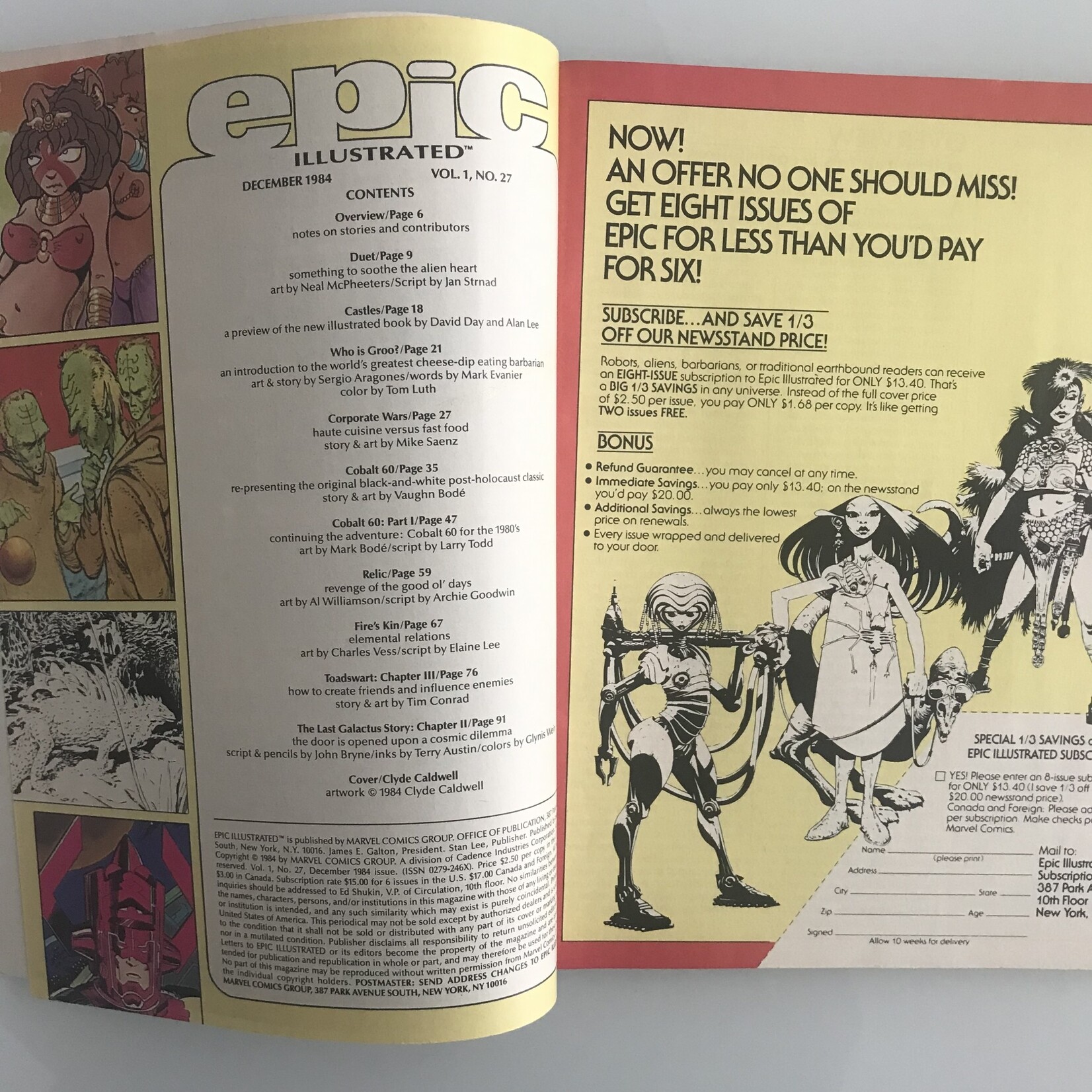 Epic Illustrated - Vol. 1 #27 December 1984 - Magazine