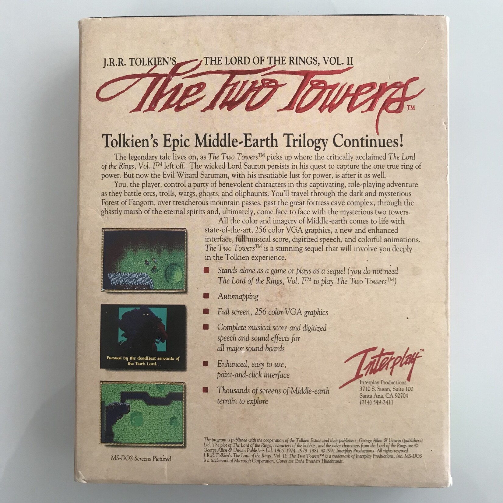 Lord Of The Rings: Vol. II The Two Towers - Vintage PC Game 1991 (USED)