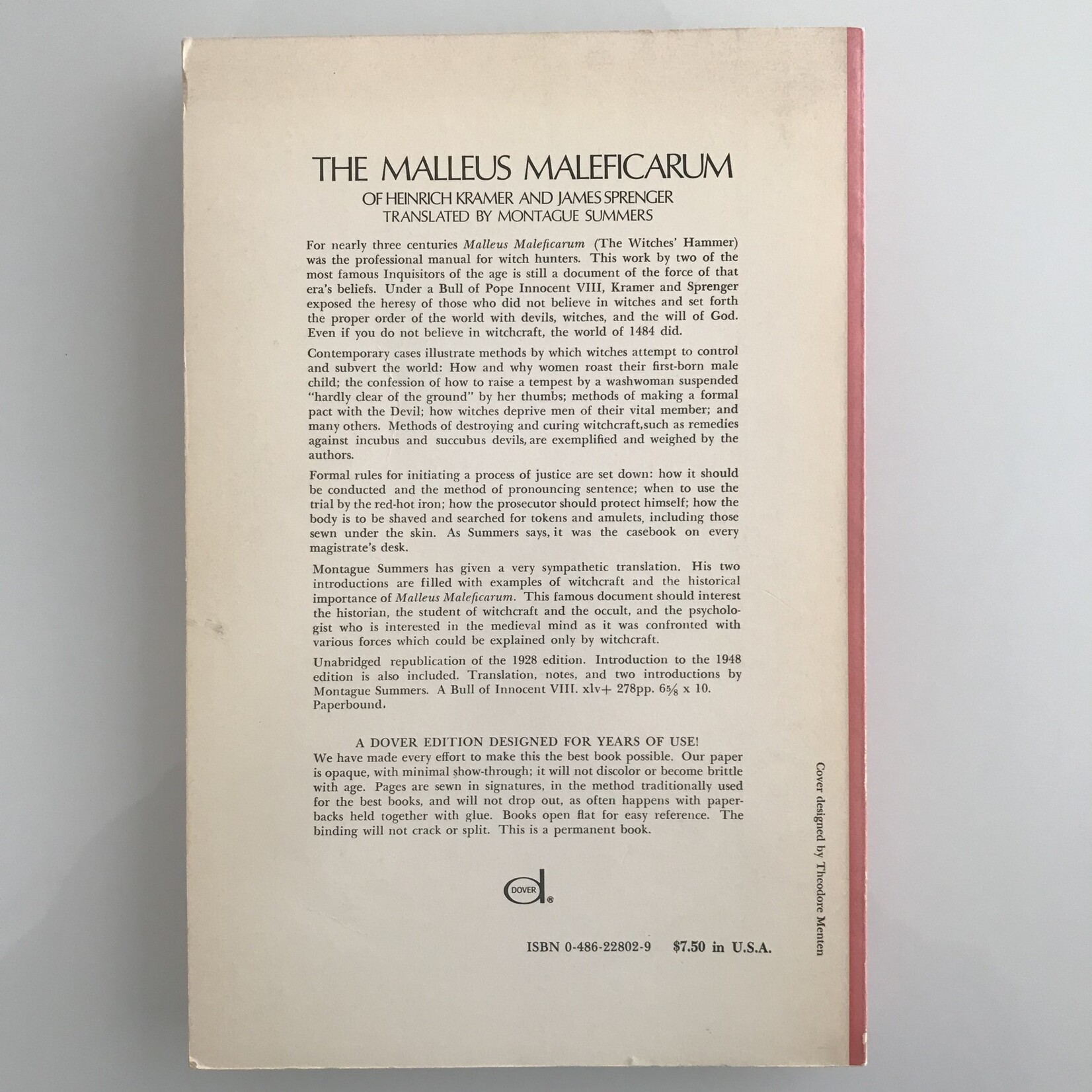 Heinrich Kramer, James Sprenger, Montague Summers (trans.) - Malleus Maleficarum - Paperback (USED)