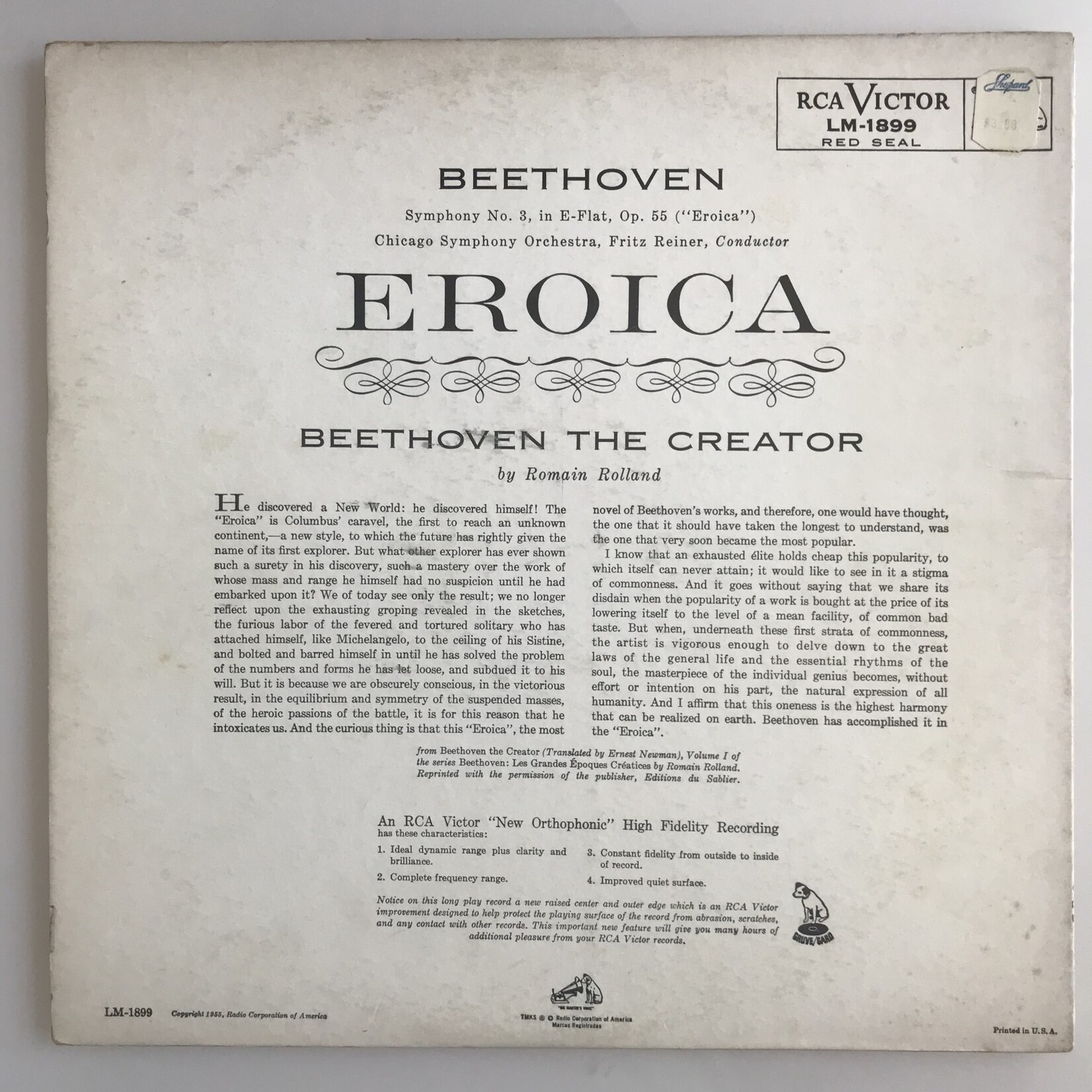 Chicago Symphony Orchestra - Beethoven’s Eroica - Vinyl LP (USED)