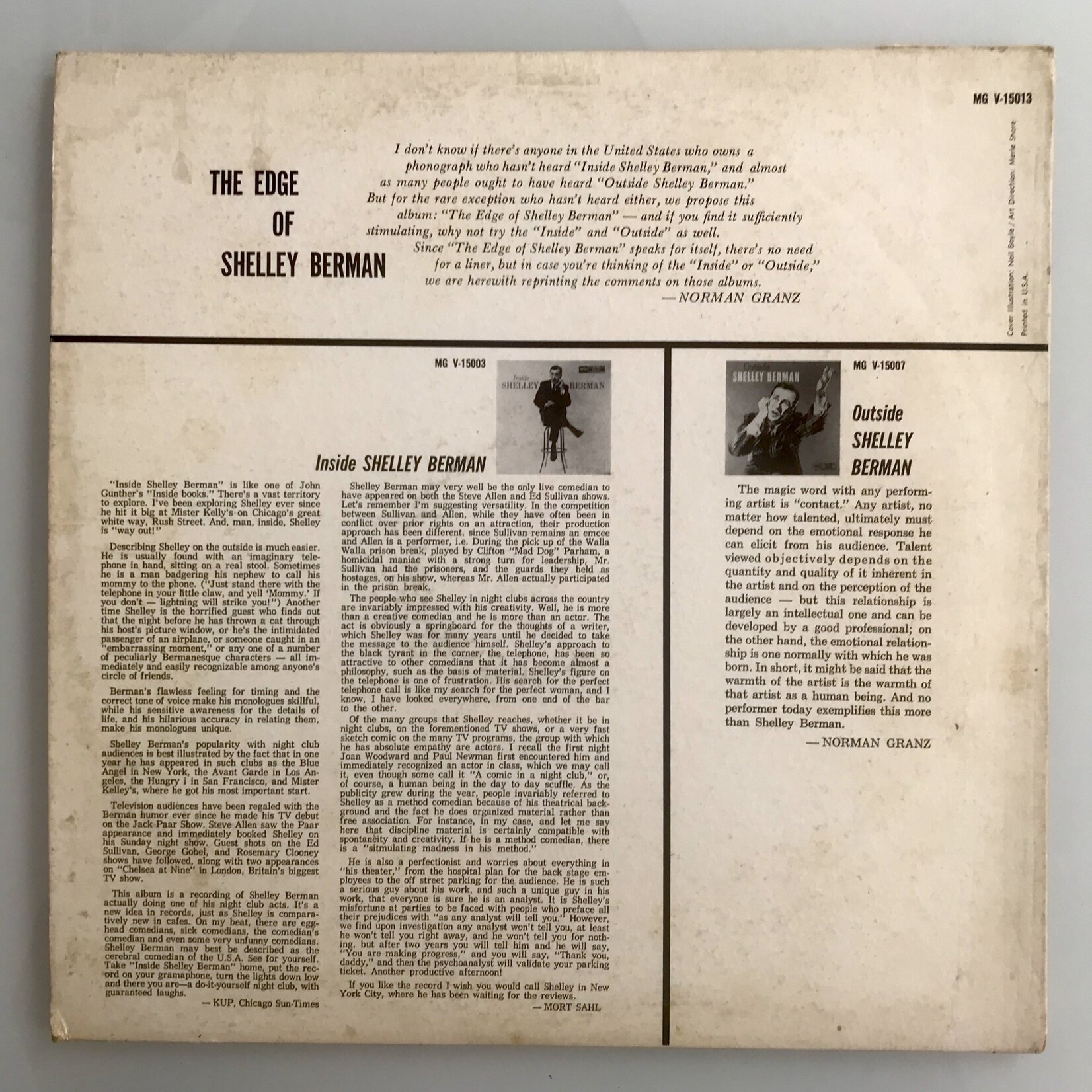 Shelley Berman - The Edge Of Shelley Berman - Vinyl LP (USED)