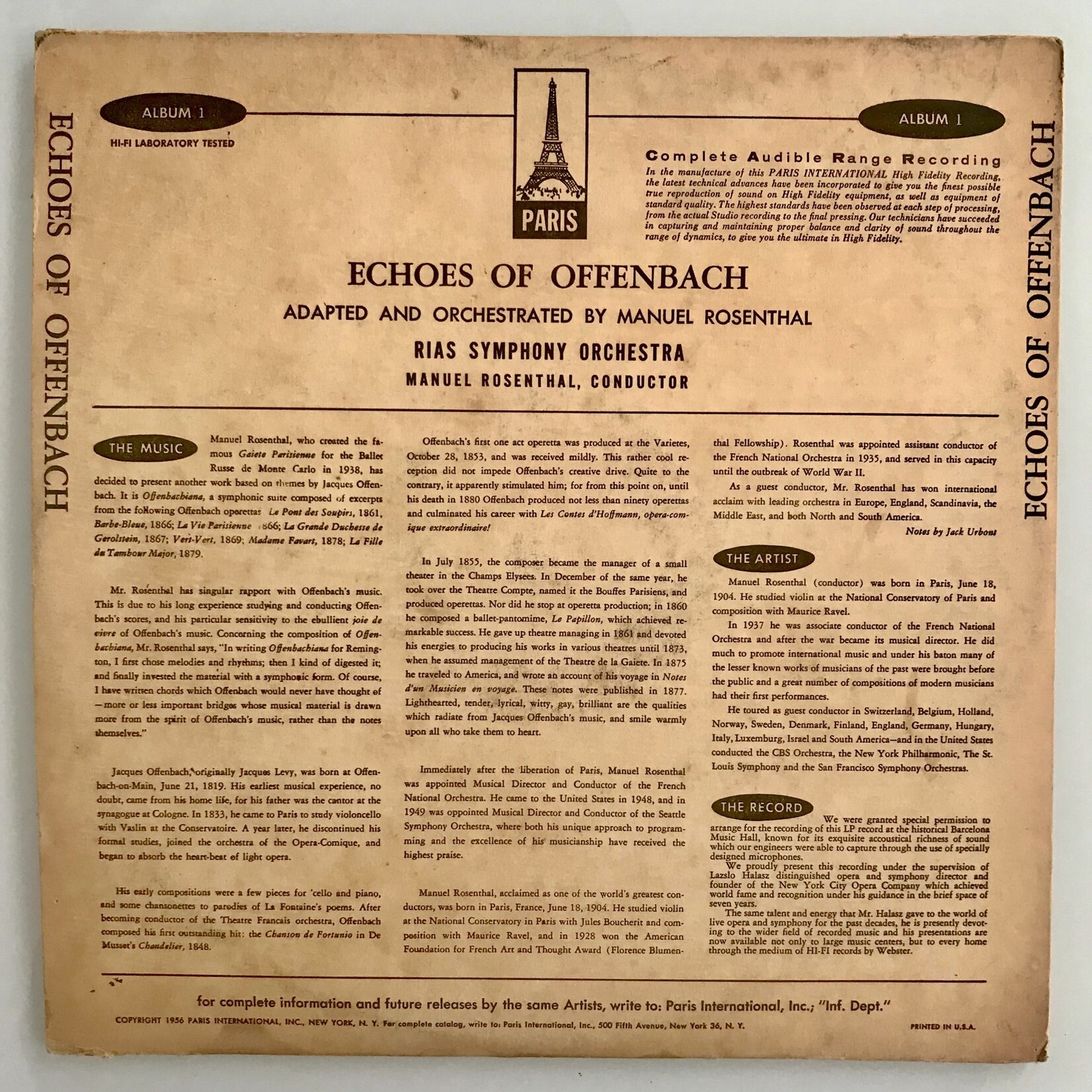 Rias Syphony Orchestra - Echoes Of Offenbach - Vinyl LP (USED)