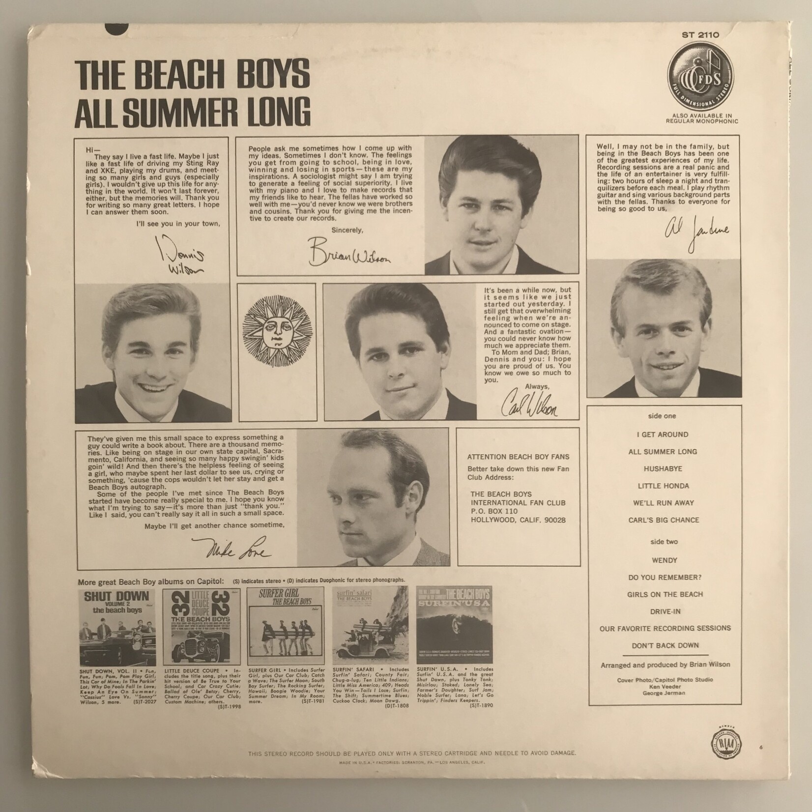 BEACH BOYS / All Summer Long UK おまけ2枚 The Beach Boys