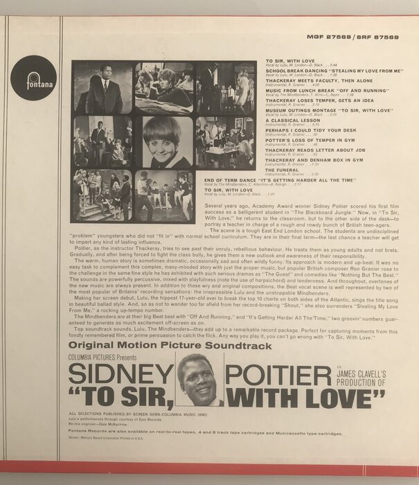 To Sir, With Love - Original Motion Picture Soundtrack - SRF67569 - Vinyl LP (USED)