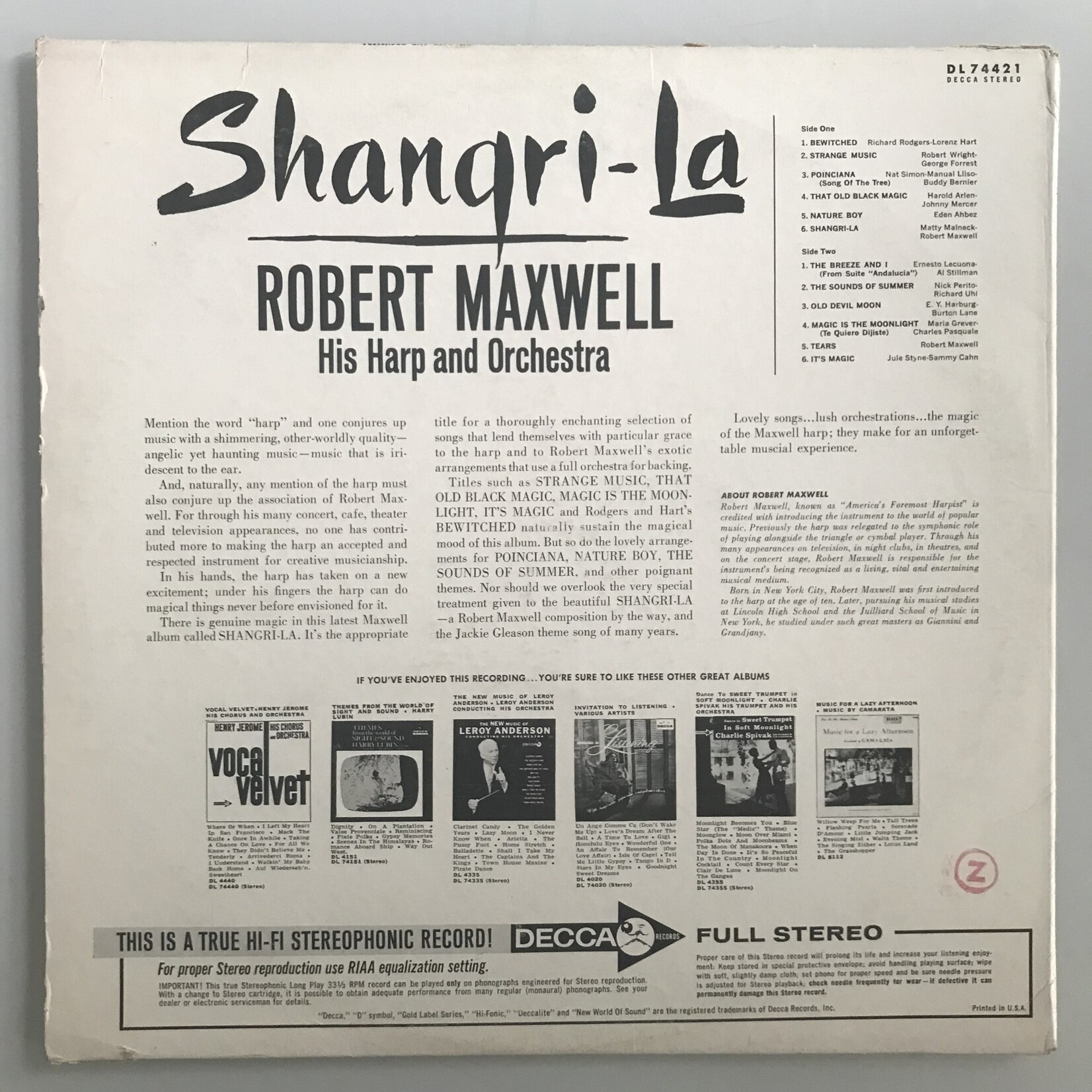 Robert Maxwell - Shangri-La - Vinyl LP (USED)