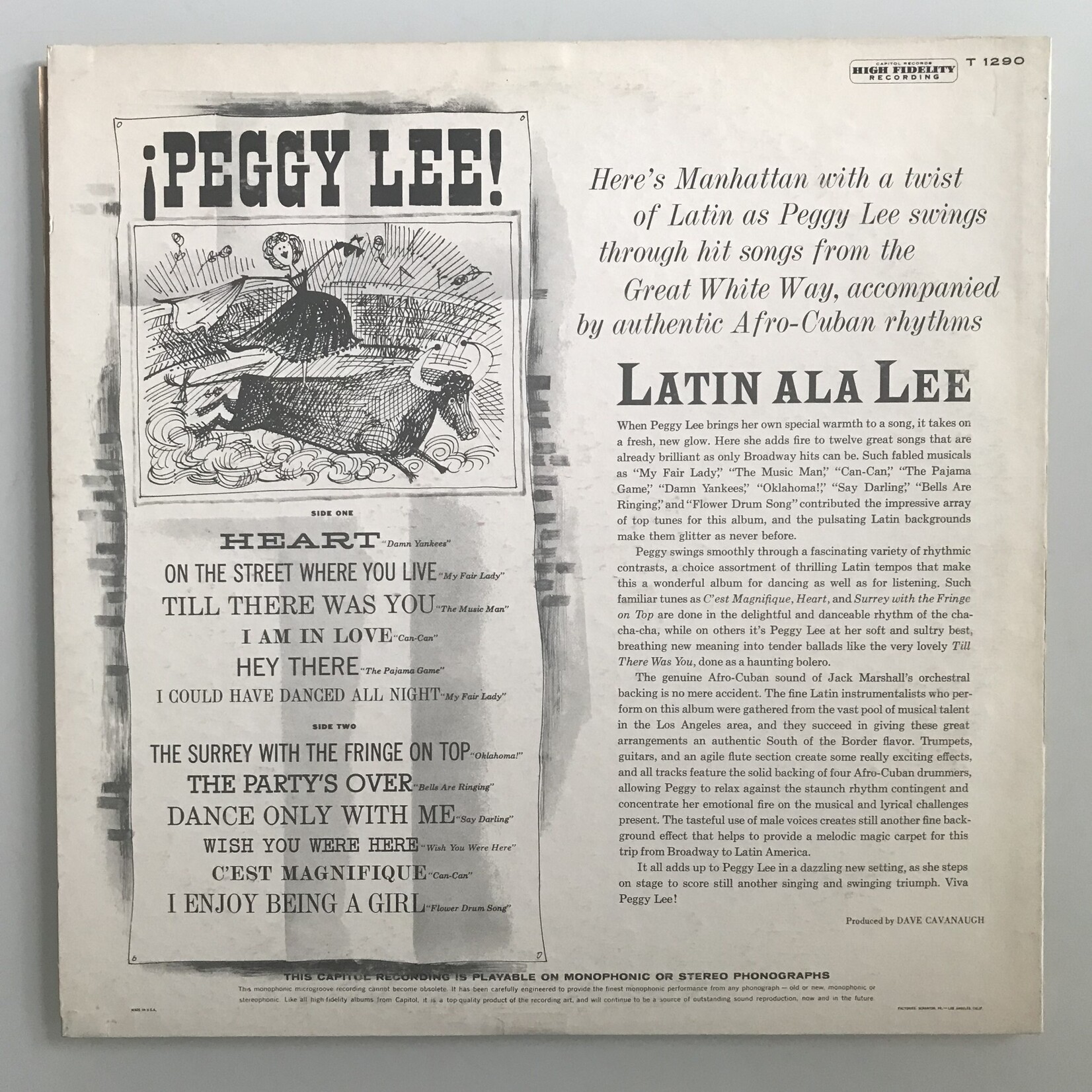 Peggy Lee - Latin A La Lee - Vinyl LP (USED)