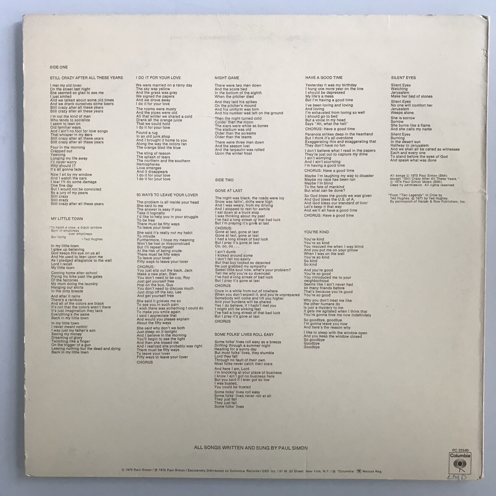 Paul Simon - Still Crazy After All These Years - Vinyl LP (USED)