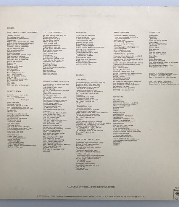 Paul Simon - Still Crazy After All These Years - Vinyl LP (USED)