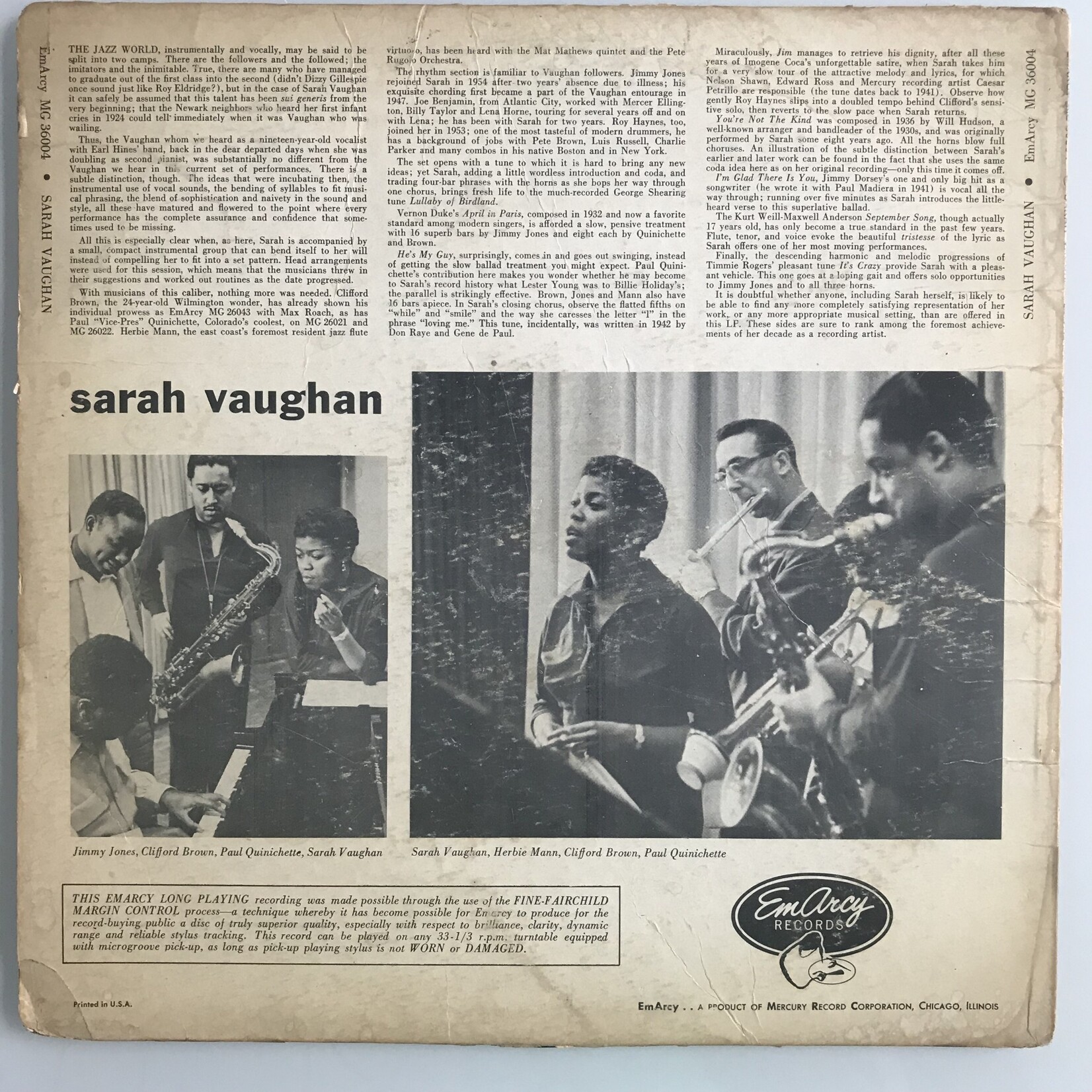 Sarah Vaughan - Sarah Vaughan - Vinyl LP (USED)
