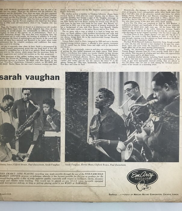 Sarah Vaughan - Sarah Vaughan - Vinyl LP (USED)
