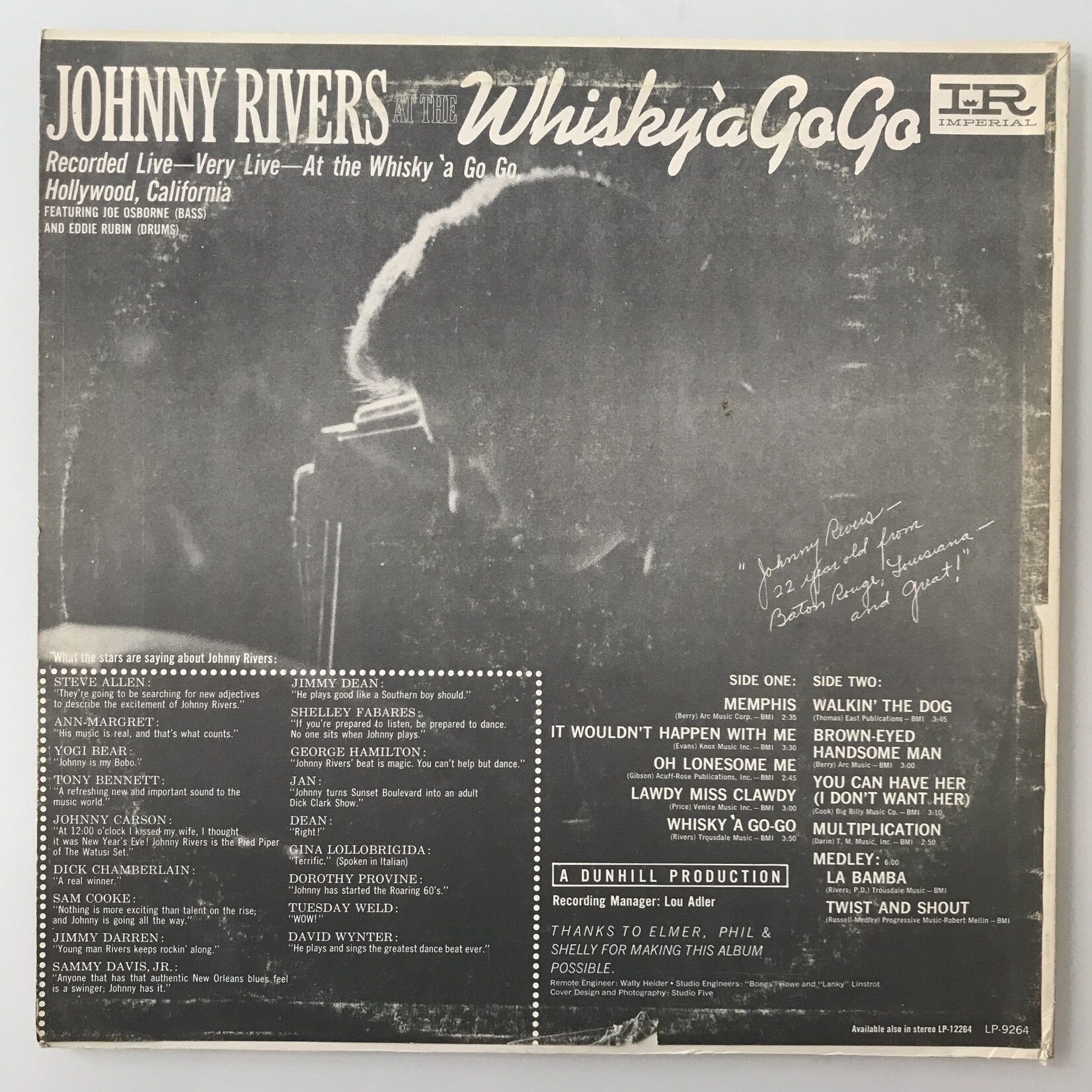 Johnny Rivers - At The Whisky A Go Go - Vinyl LP (USED)