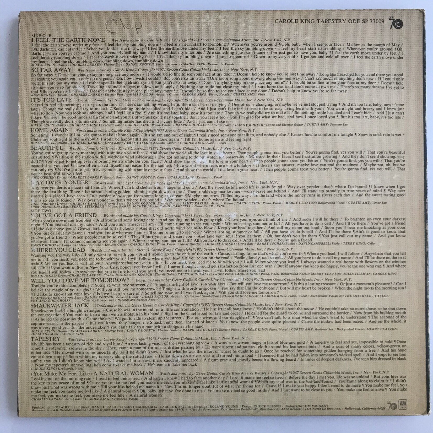 Carole King - Tapestry - Vinyl LP (USED)