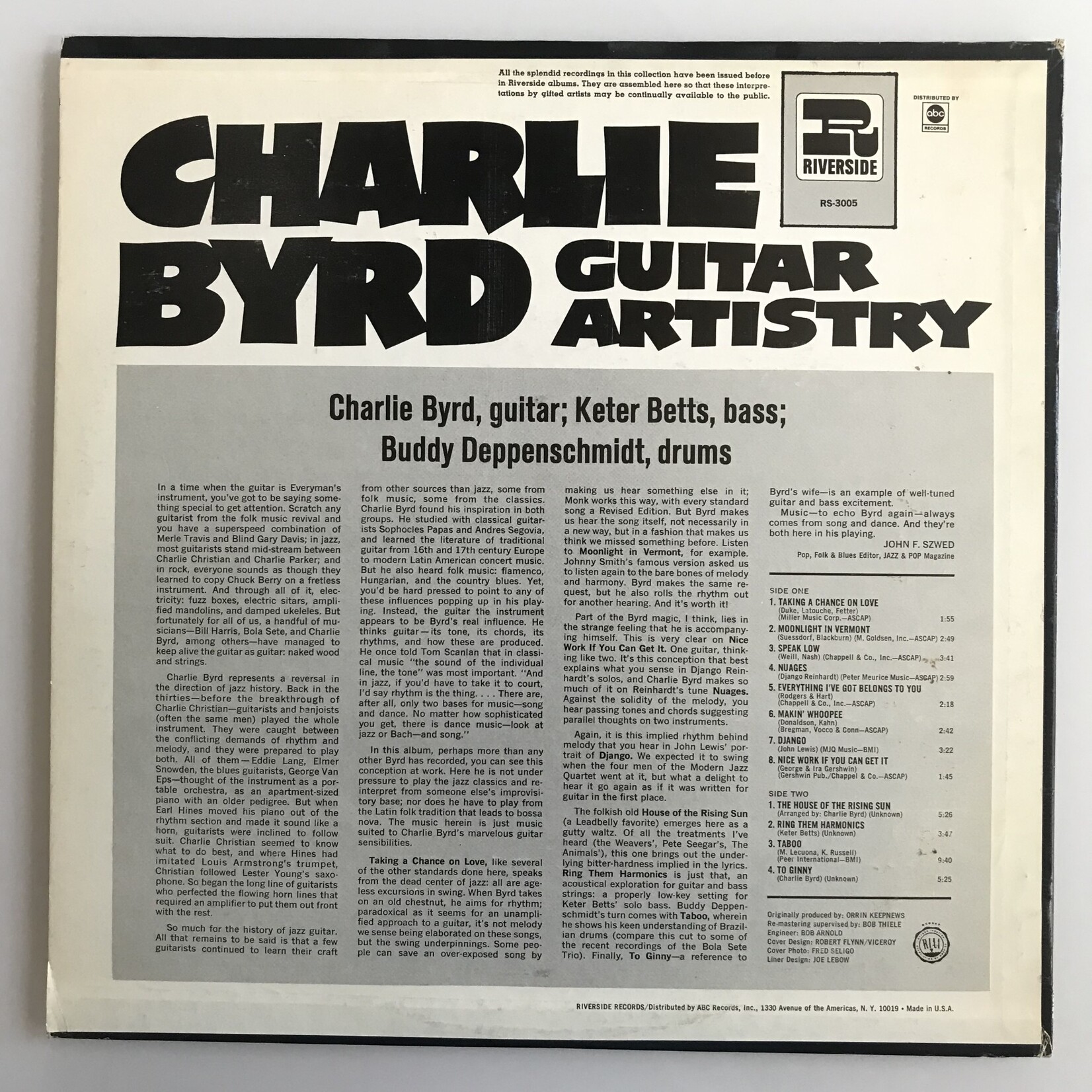 Charlie Byrd - Guitar Artistry - Vinyl LP (USED)