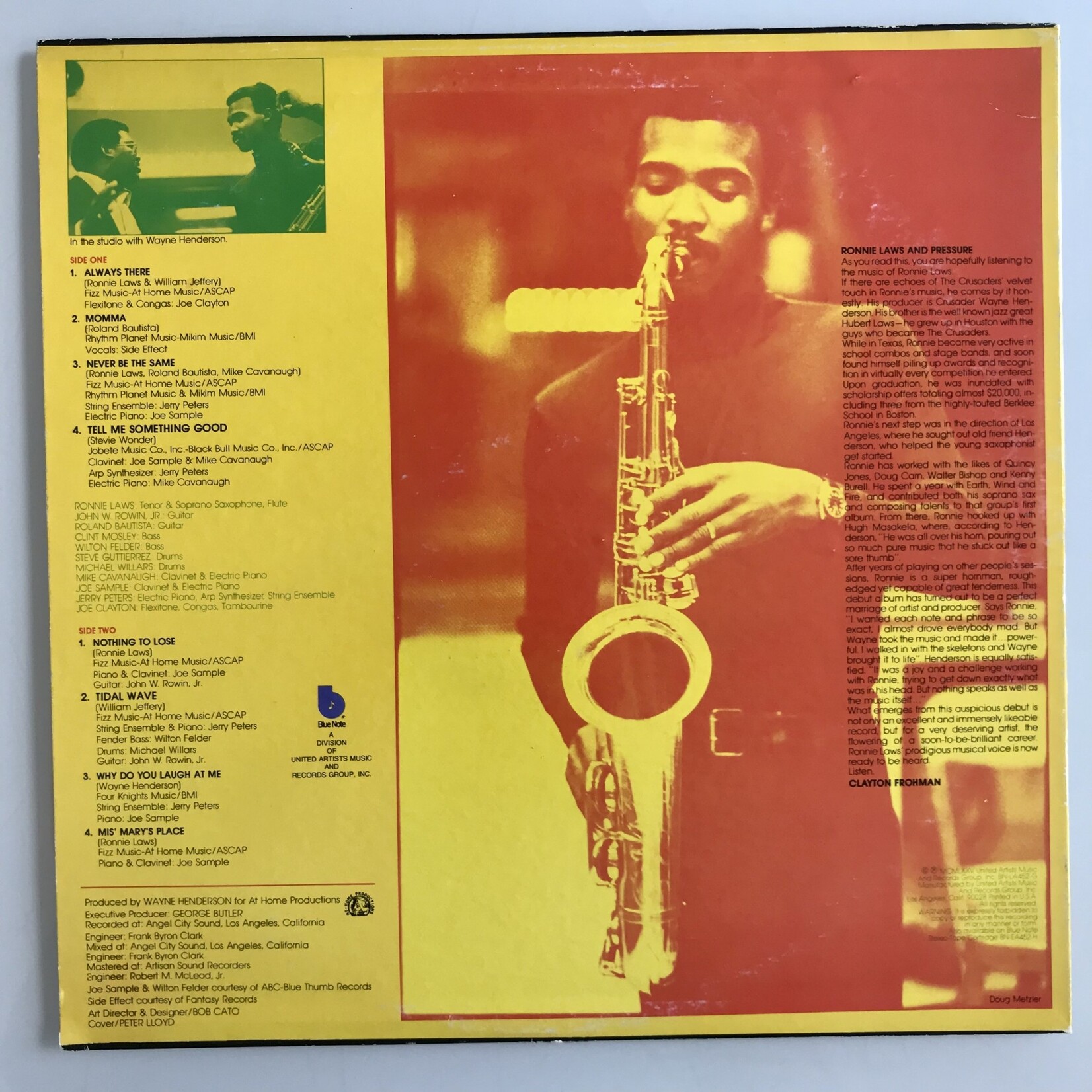 Ronnie Laws & Pressure - Pressure Sensitive - Vinyl LP (USED)