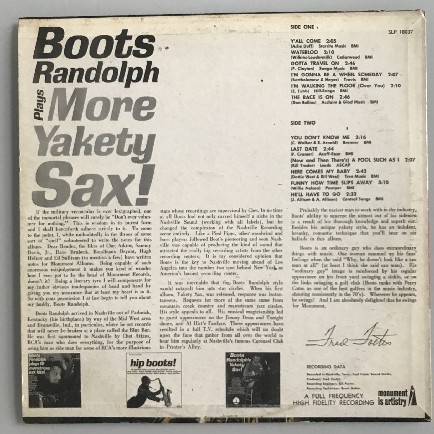 Boots Randolph - Plays More Yakety Sax - Vinyl LP (USED)