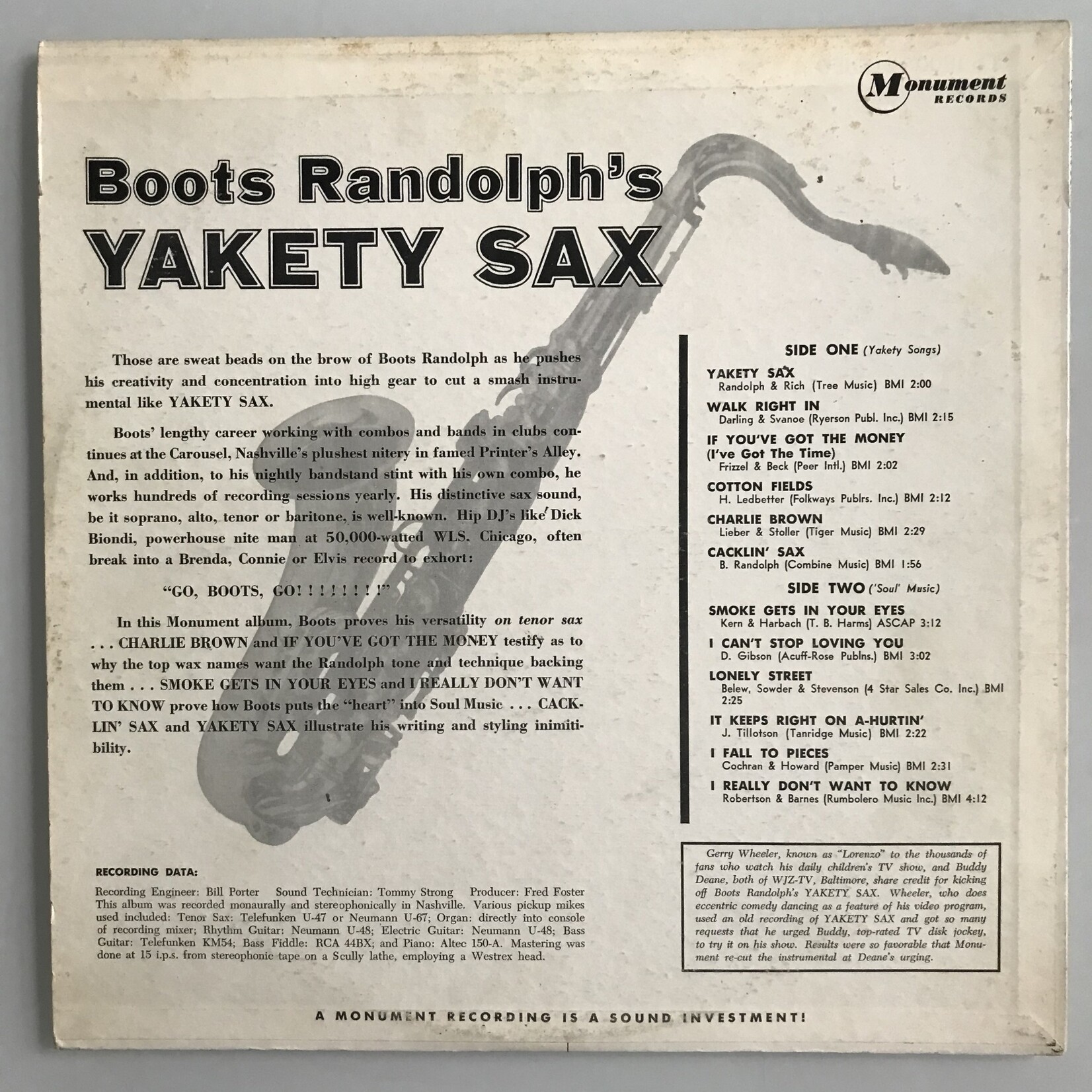 Boots Randolph - Yakety Sax - Vinyl LP (USED)