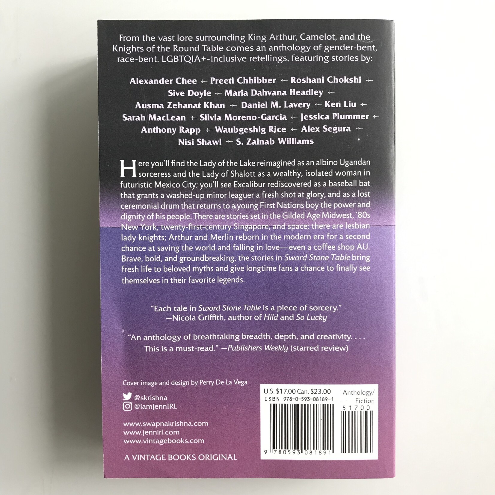 Swapna Krishna, Jenn Northington (editors) - Sword Stone Table: Old Legends, New Voices - Paperback (USED)
