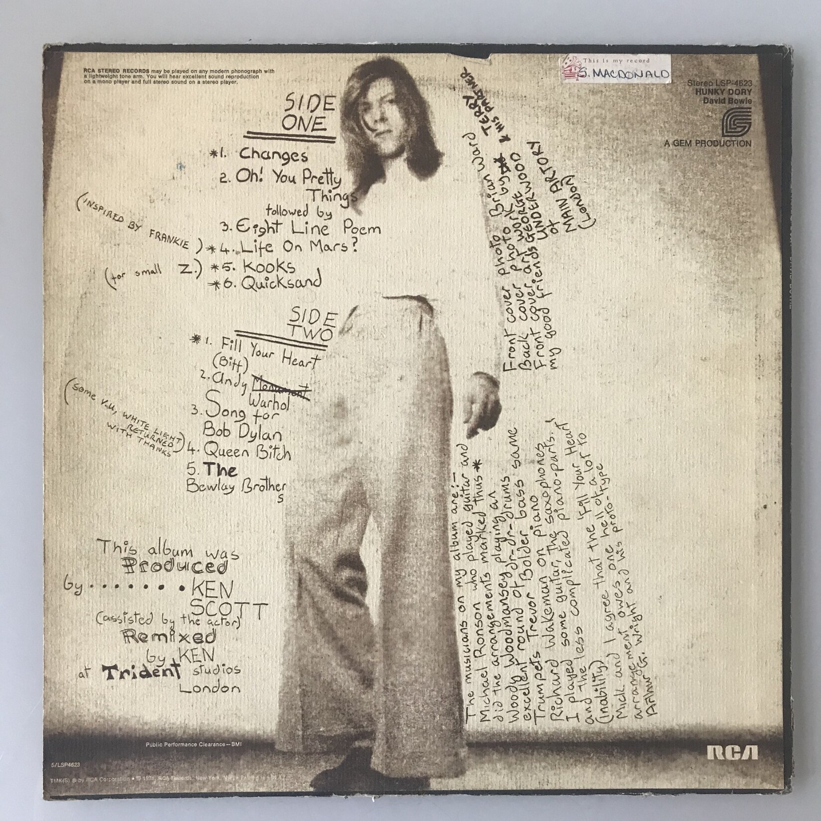 David Bowie - Hunky Dory - Vinyl LP (USED)