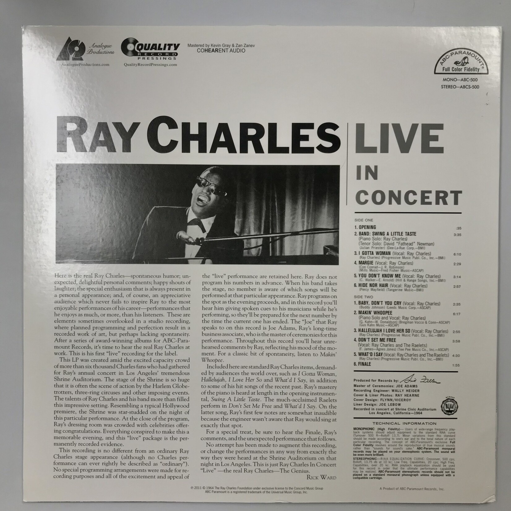Ray Charles - Live In Concert - Vinyl LP (USED)