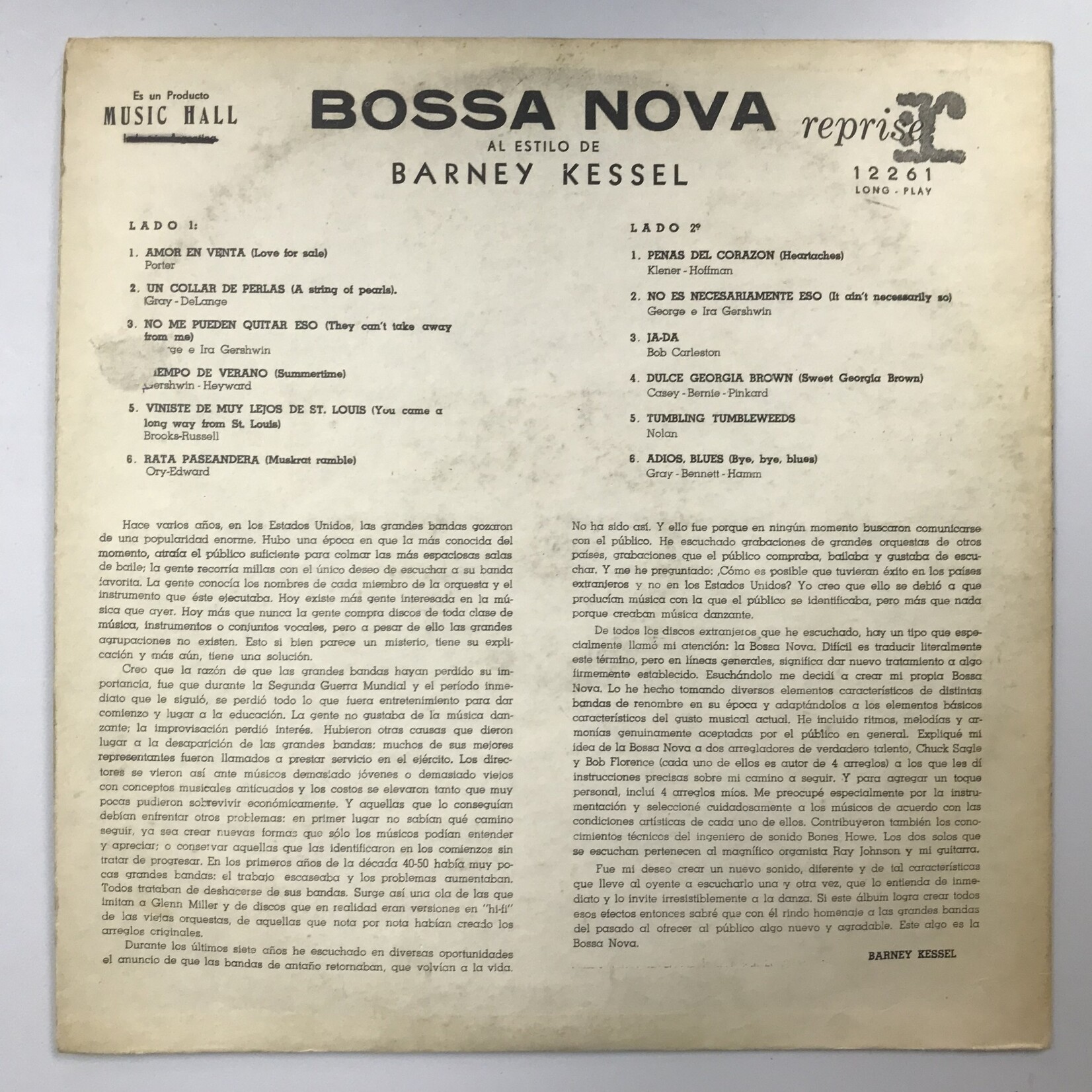 Barney Kessel - Bossa Nova - Vinyl LP (USED)