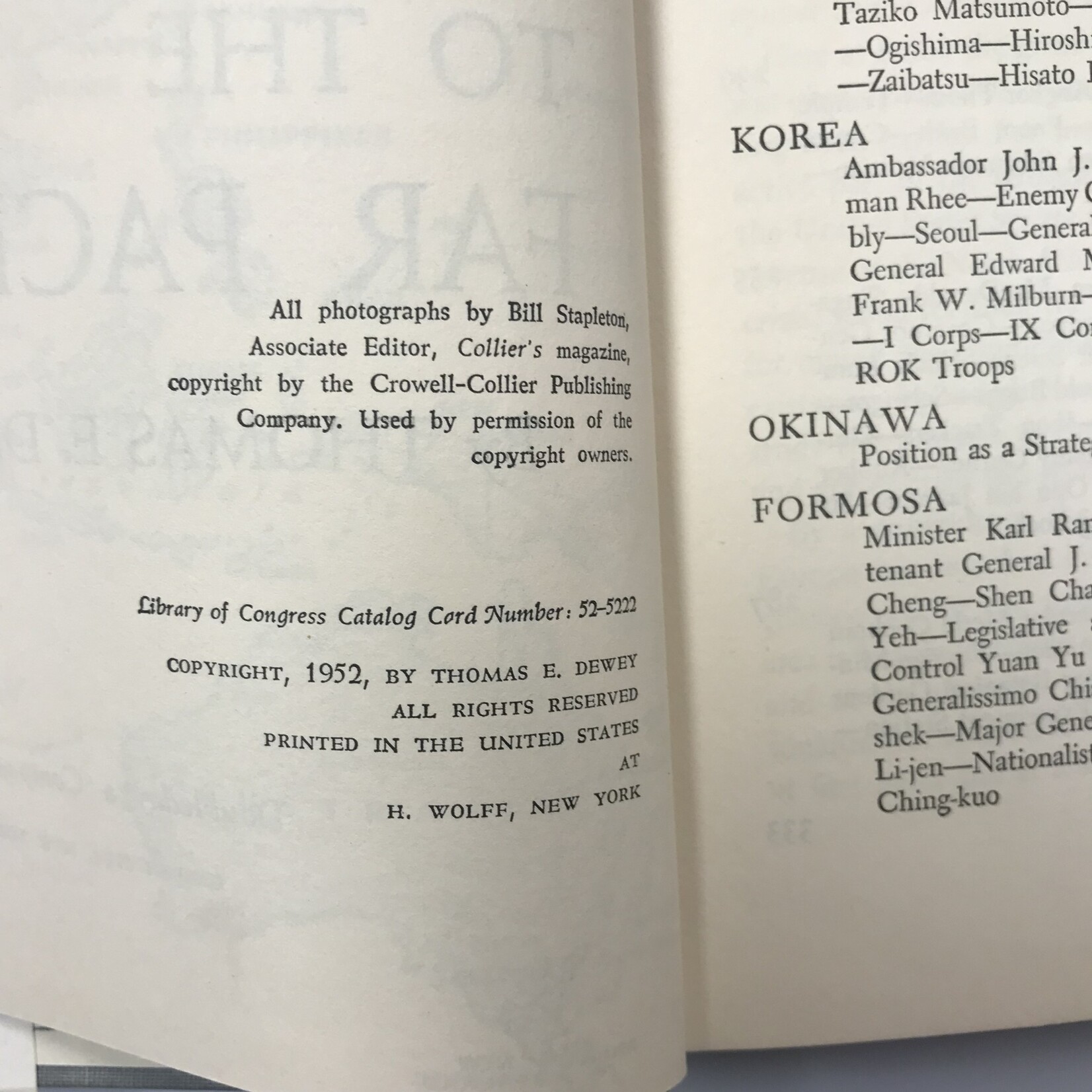 Thomas E. Dewey - Journey To The Far Pacific - Hardback (VINTAGE)