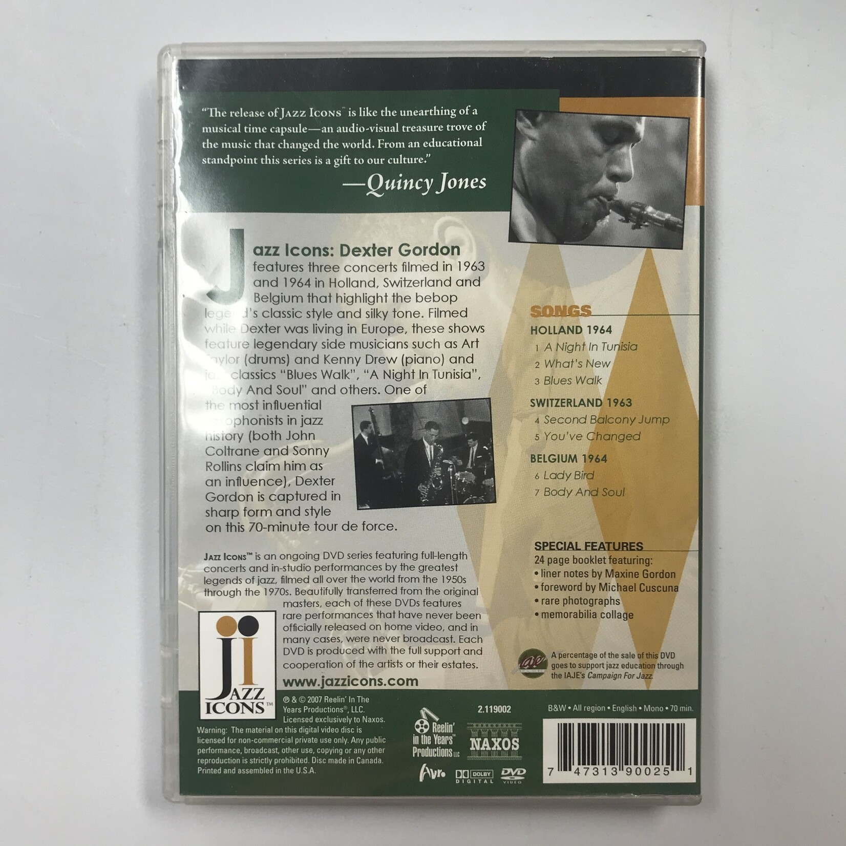 Dexter Gordon - Live In ‘63 & ‘64 - DVD (USED)