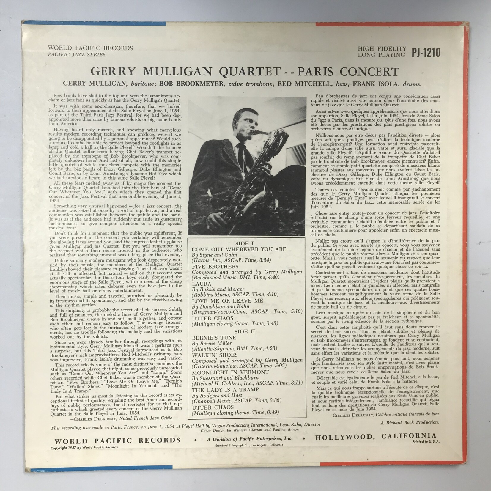Gerry Mulligan Quartet - Paris Concert - Vinyl LP (USED)