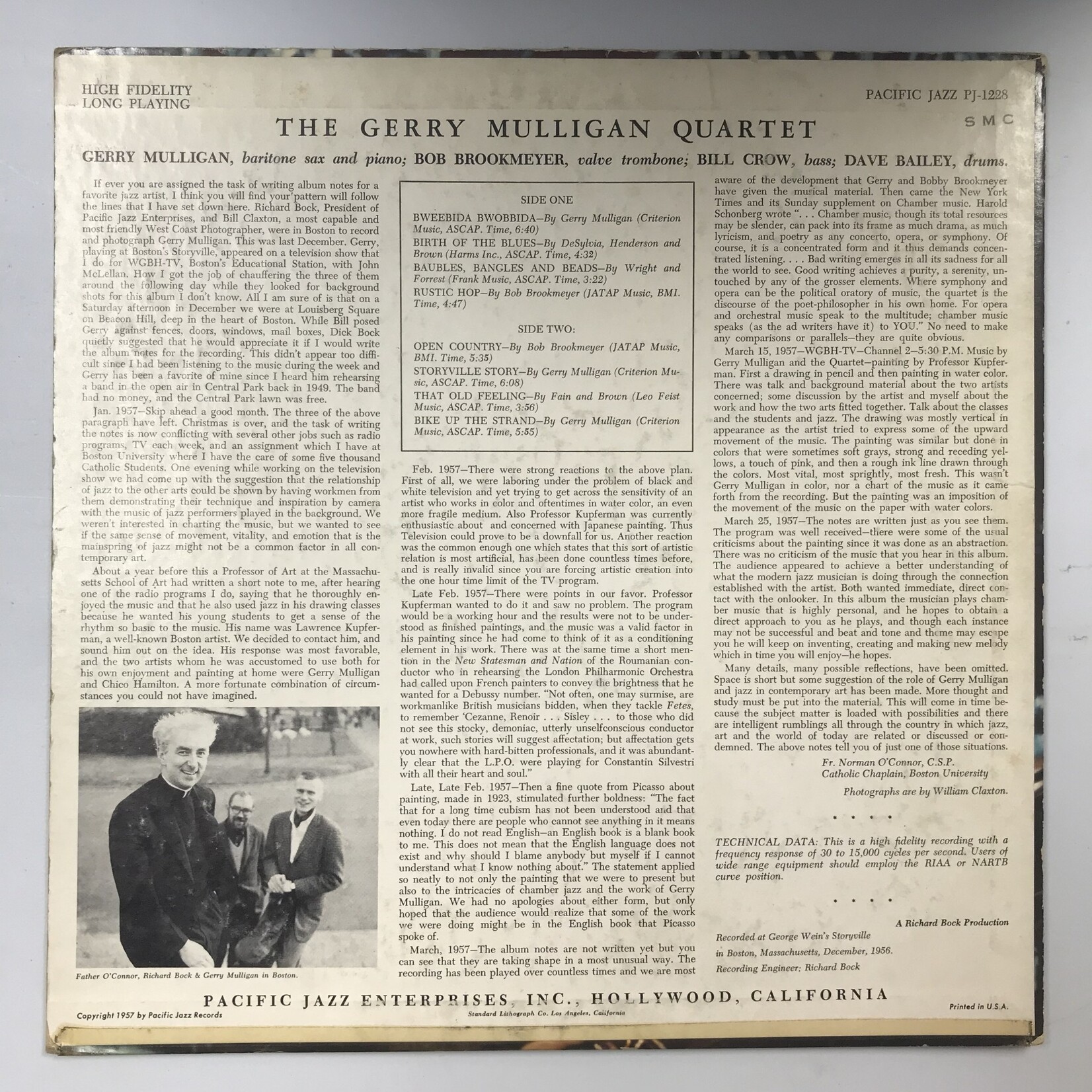 Gerry Mulligan Quartet - Recorded In Boston At Storyville - Vinyl LP (USED)