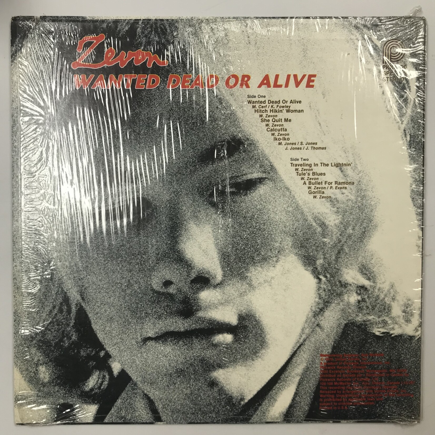 Warren Zevon - Wanted Dead Or Alive - Vinyl LP (USED)