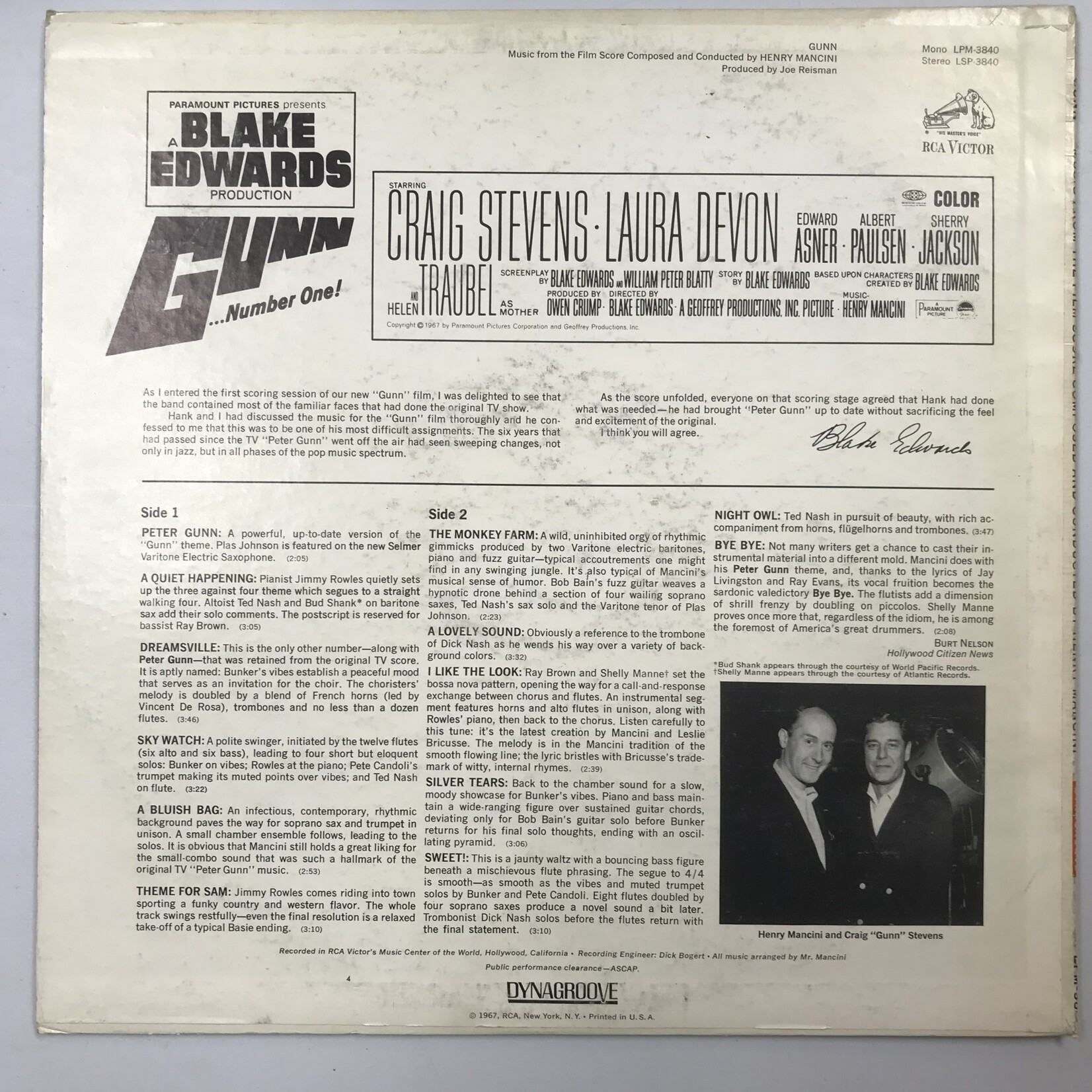 Henry Mancini - Gunn … Number One - LPM 3840 - Vinyl LP (USED)