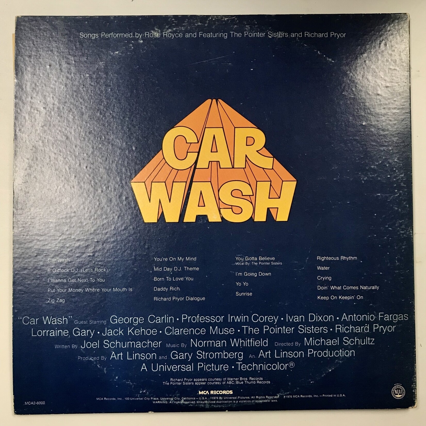 Car Wash Original Motion Picture Soundtrack - MCA2-6000 - Vinyl LP (USED)