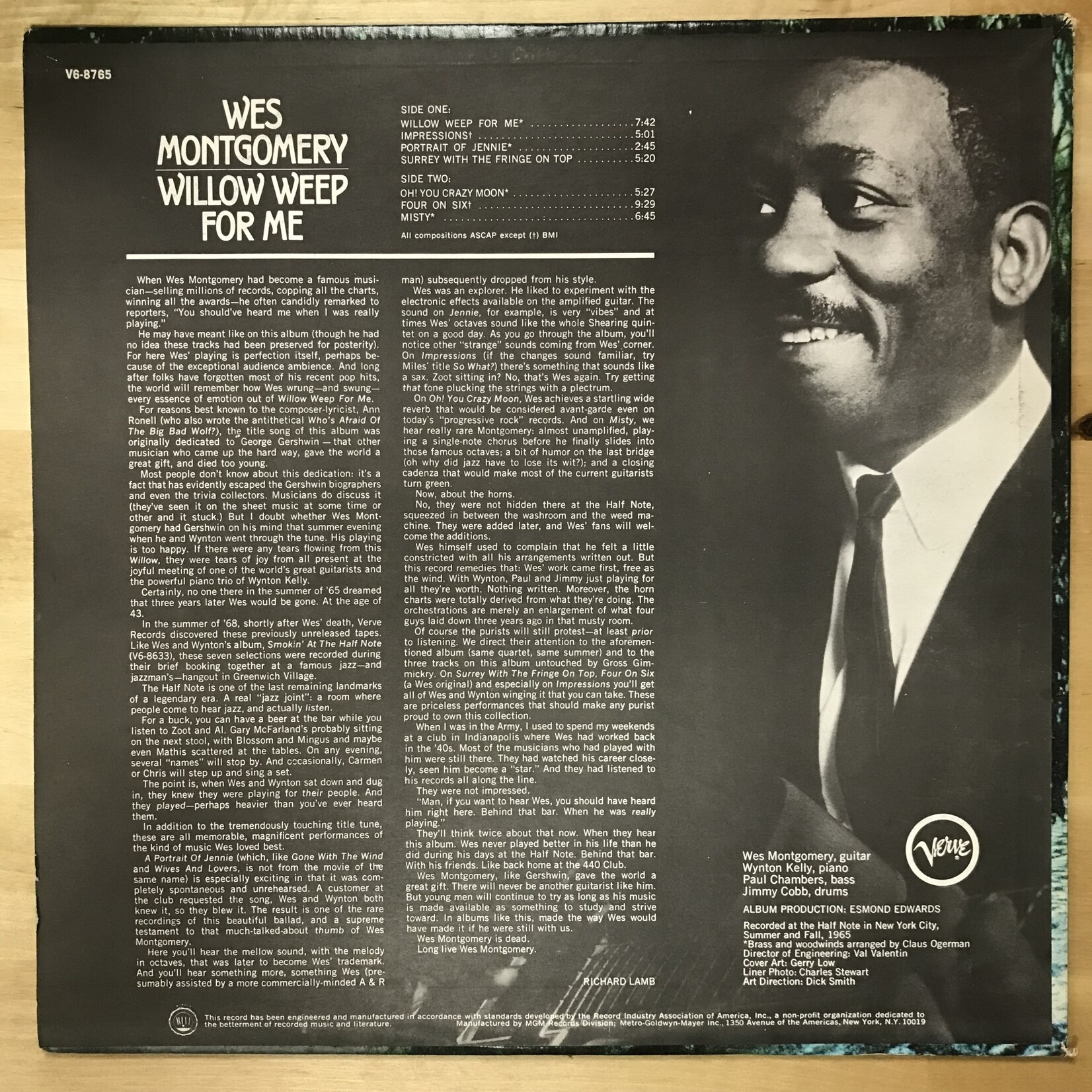 Wes Montgomery - Willow Wepp For Me - V6 8765 - Vinyl LP (USED)