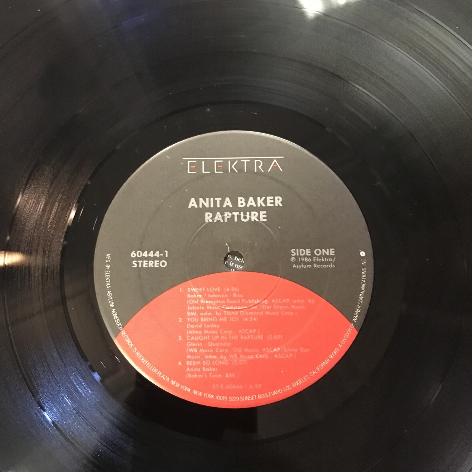 Anita Baker - Rapture - 60444-1 - Vinyl LP w/ Hype Sticker (USED)