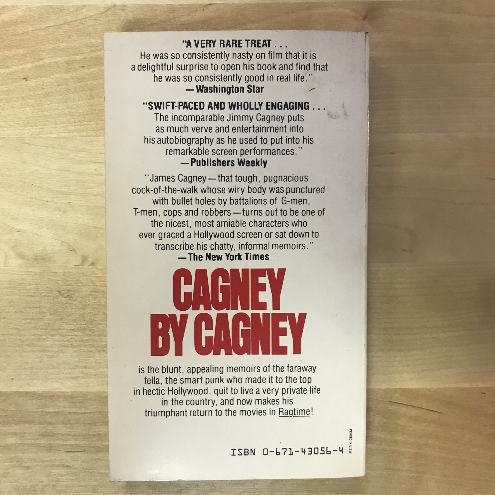 James Cagney - Cagney By Cagney - Paperback MM (USED)