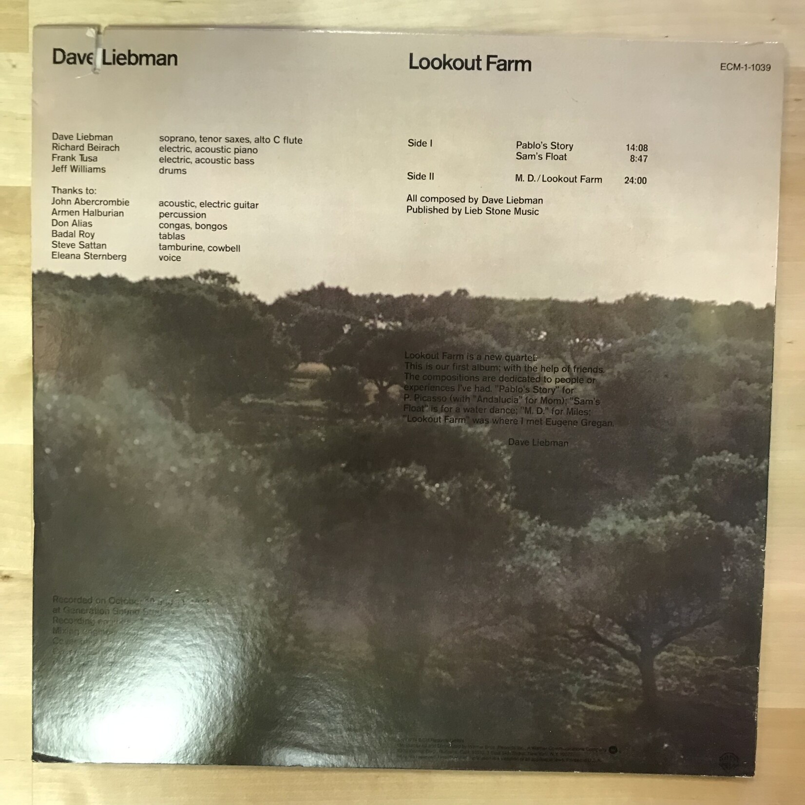 Dave Liebman - Lookout Farm - ECM 1 1039 - Vinyl LP (USED)